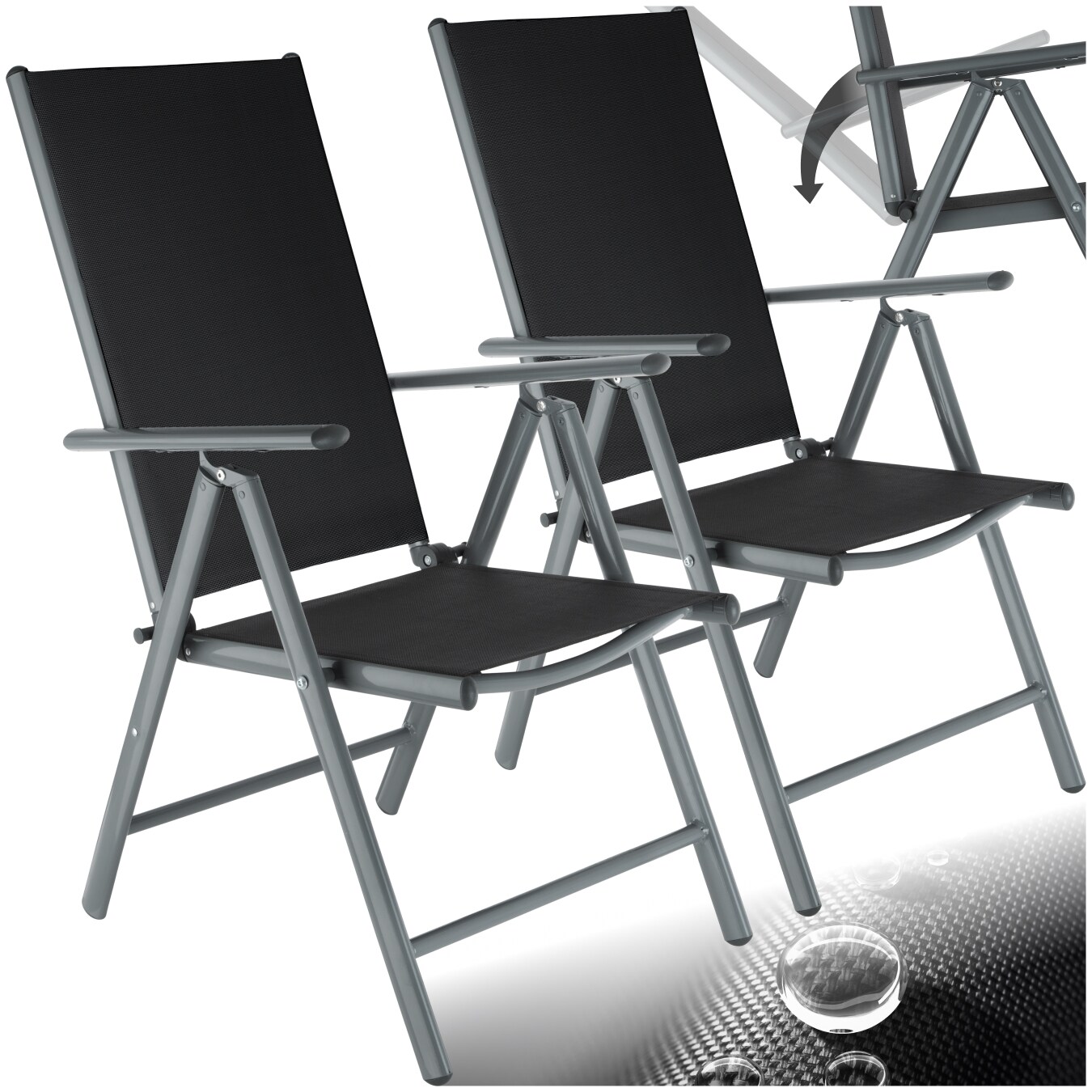 tectake® Gartenstuhl, klappbar, 7-fach verstellbare Rückenlehne, 67 x 56 x 105 cm