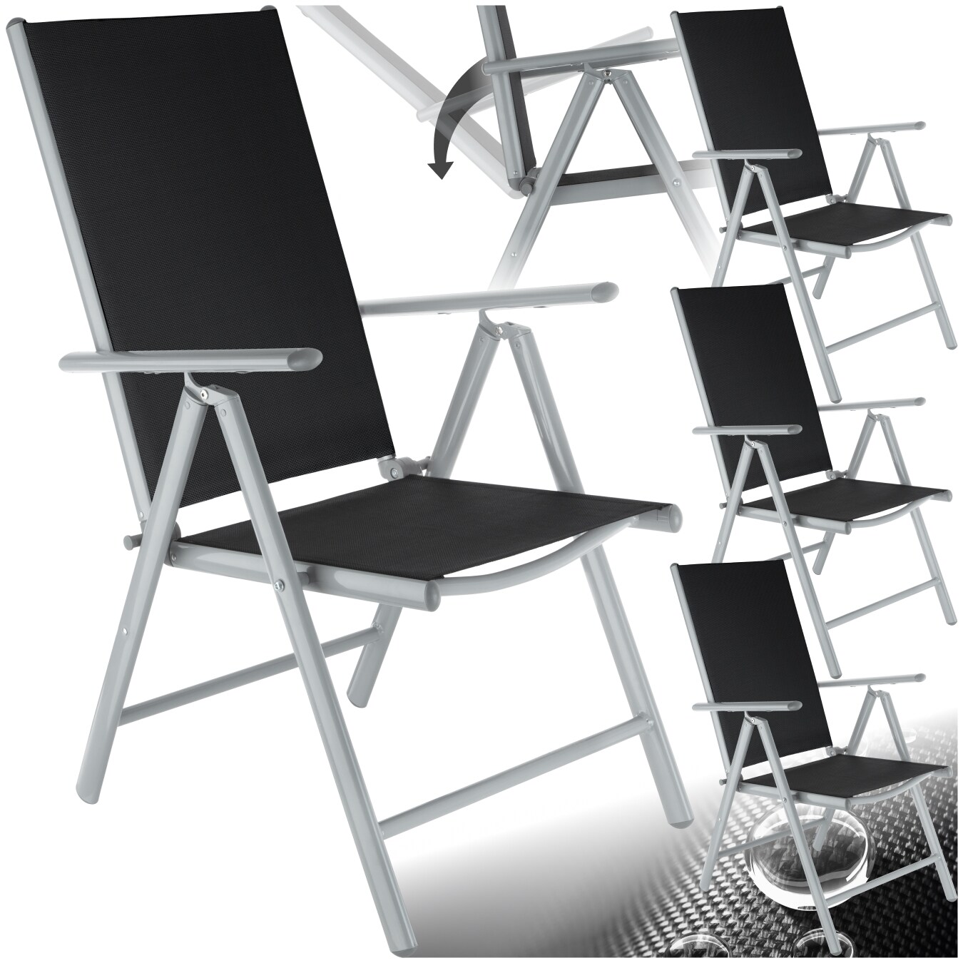 tectake® Gartenstuhl, klappbar, 7-fach verstellbare Rückenlehne, 67 x 56 x 105 cm