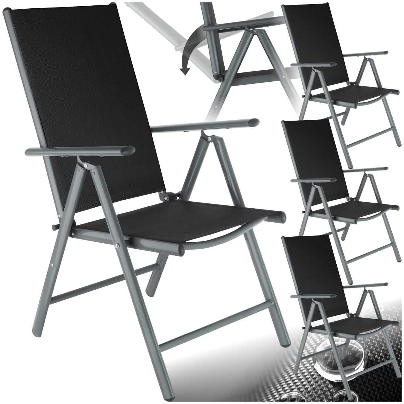 tectake® Gartenstuhl, klappbar, 7-fach verstellbare Rückenlehne, 67 x 56 x 105 cm
