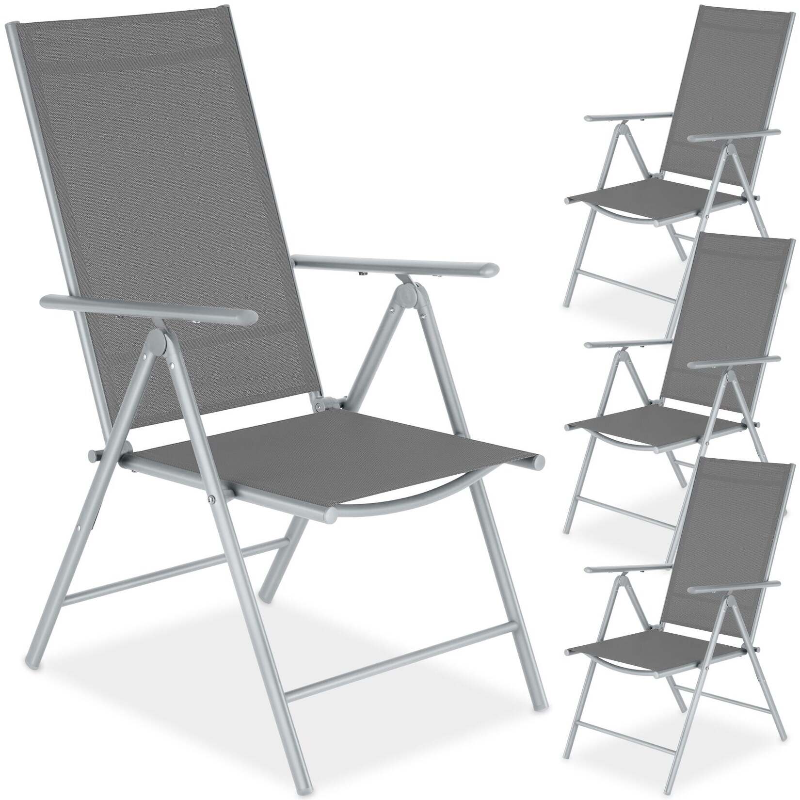 tectake® Gartenstuhl, klappbar, 8-fach verstellbare Rückenlehne, 54,5 x 65 x 107,5 cm