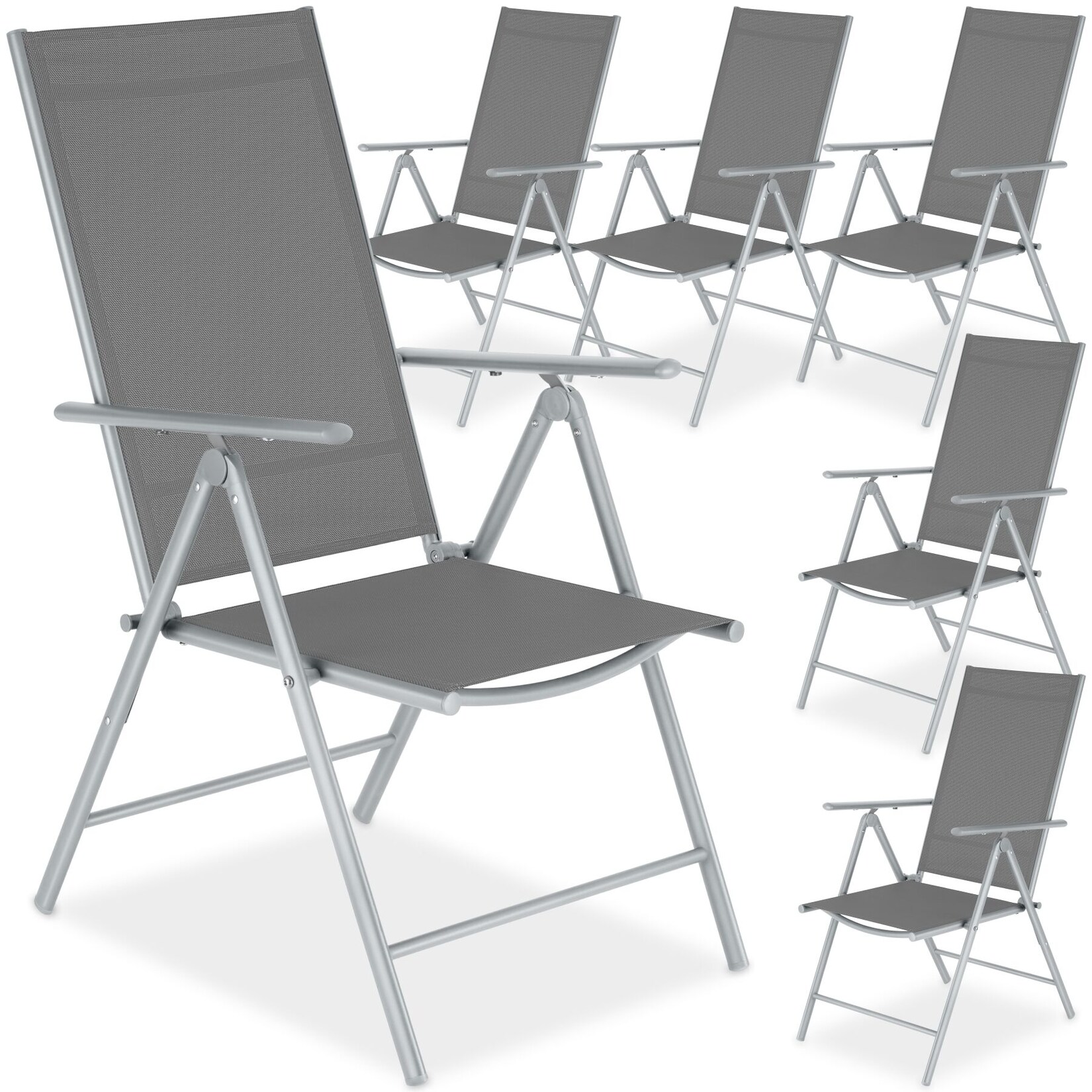 tectake® Gartenstuhl, klappbar, 8-fach verstellbare Rückenlehne, 54,5 x 65 x 107,5 cm