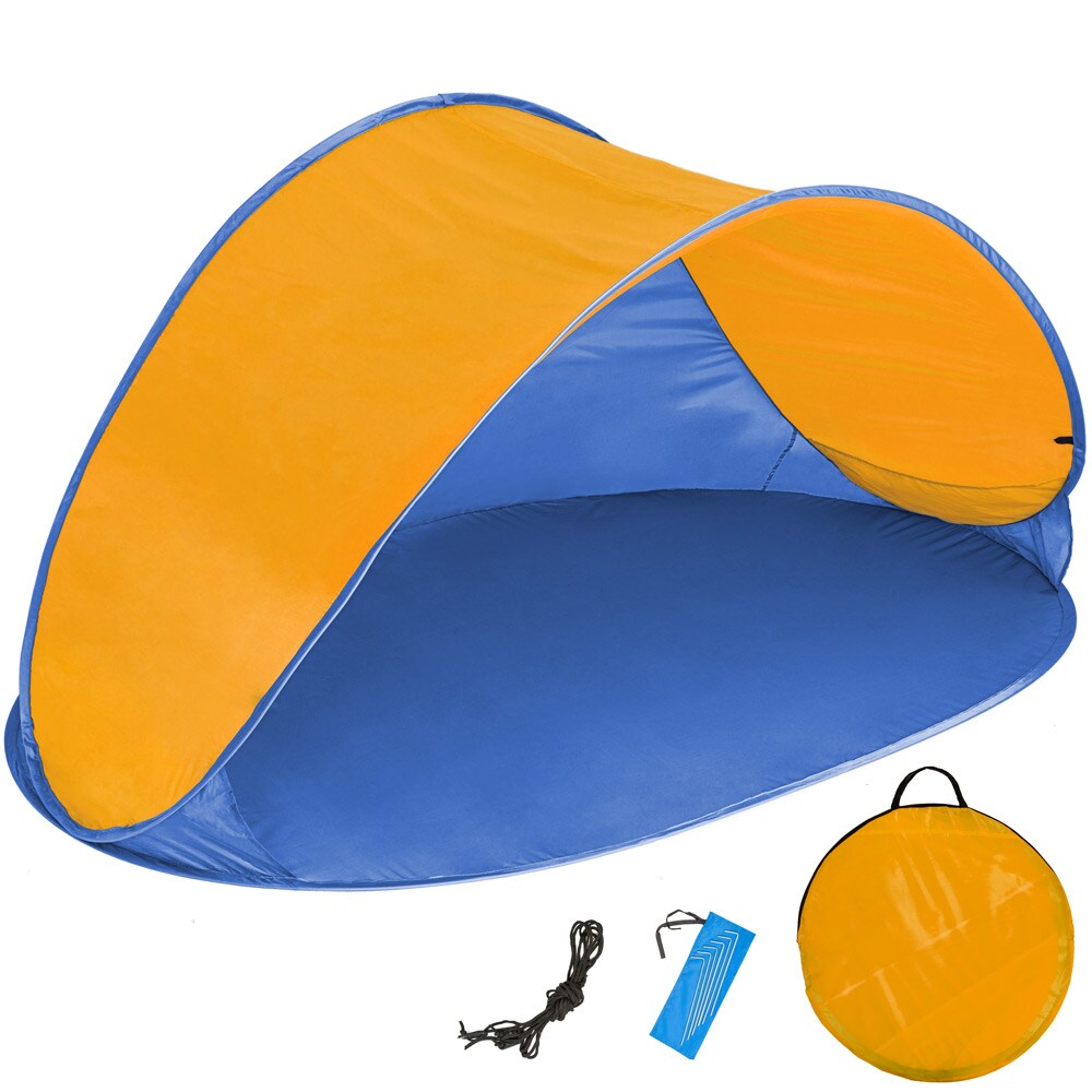 tectake&reg; Pop-Up Strandmuschel, selbstaufbauend mit Fiberglasgest&auml;nge, 2 Ablagef&auml;cher, 220 x 120 x 100 cm - Bild 1