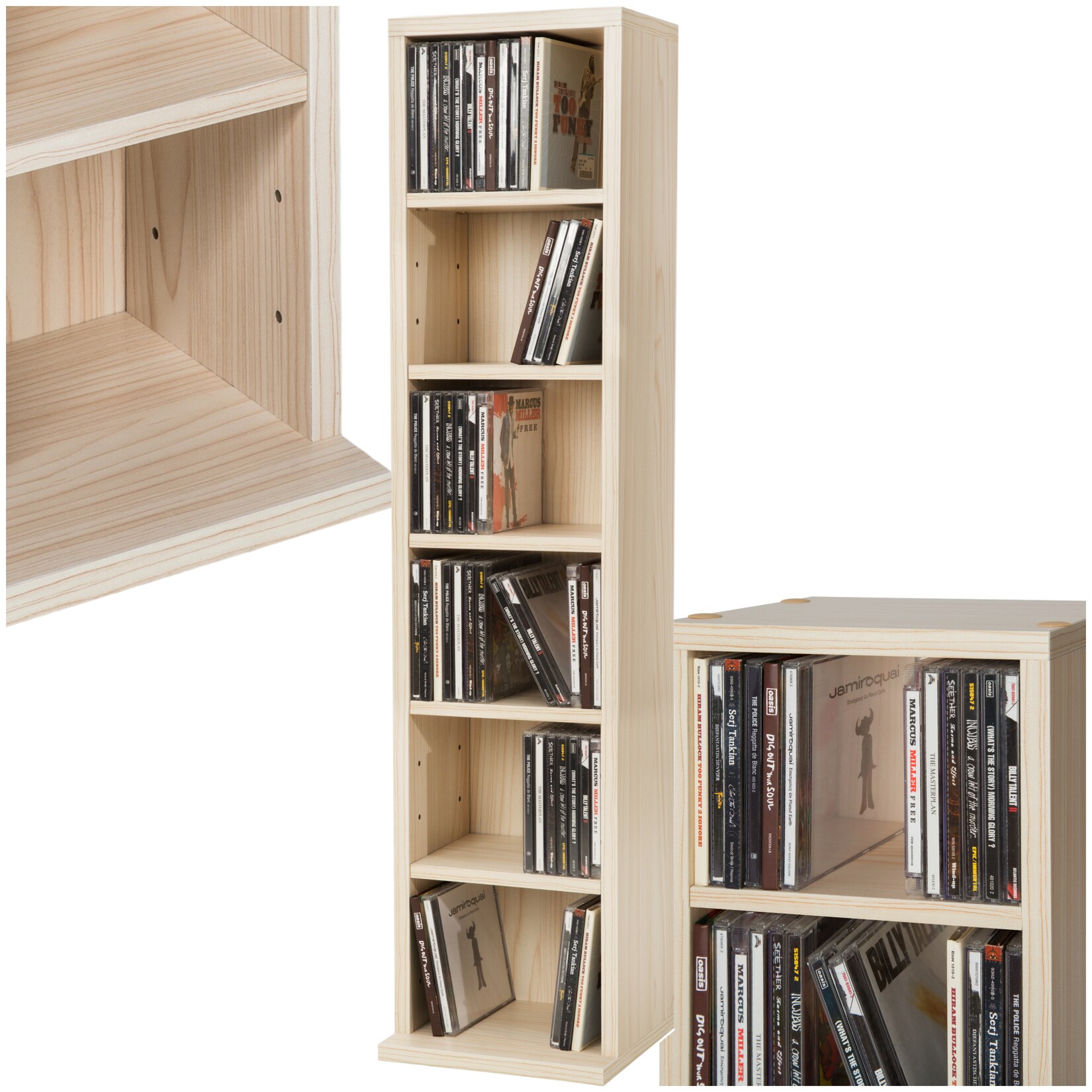 tectake® CD DVD Regal, in Holzoptik, höhenverstellbare und herausnehmbare Zwischenböden, 90 x 21 x 20 cm | 04260435992004