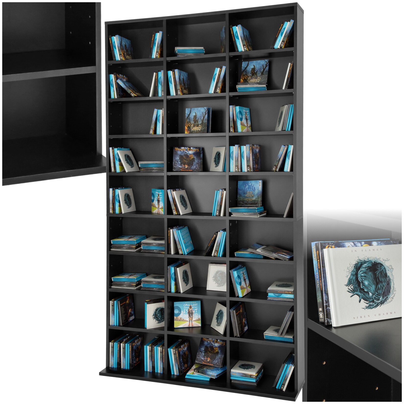 tectake® CD DVD Regal, in Holzoptik, höhenverstellbare und herausnehmbare Zwischenböden, 180 x 102 x 23,5 cm | 04260435992059