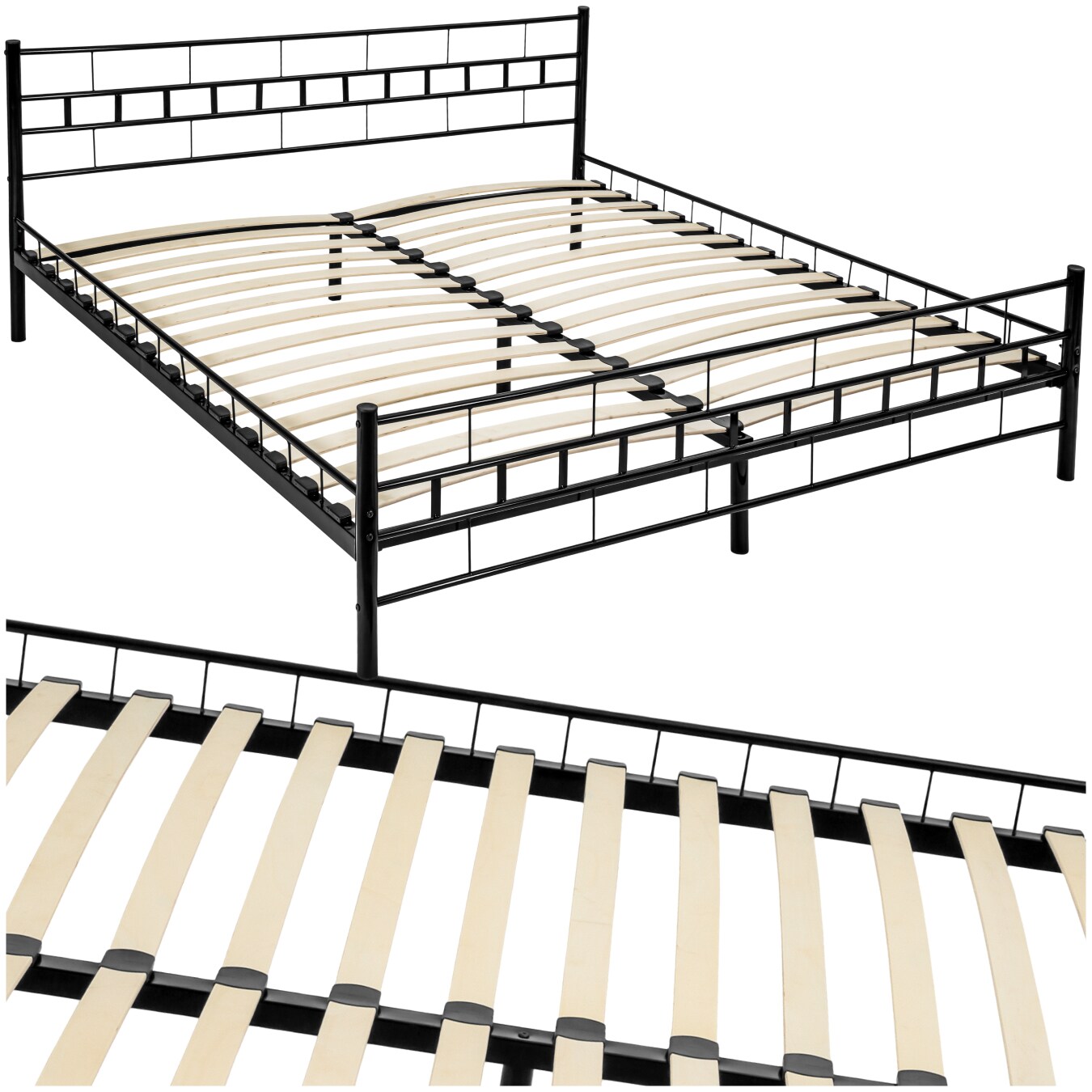 tectake&reg; Metallbett, robustes Stahlgestell, bodenschonende Kunststoffkappen, 180 x 200 cm - Bild 1