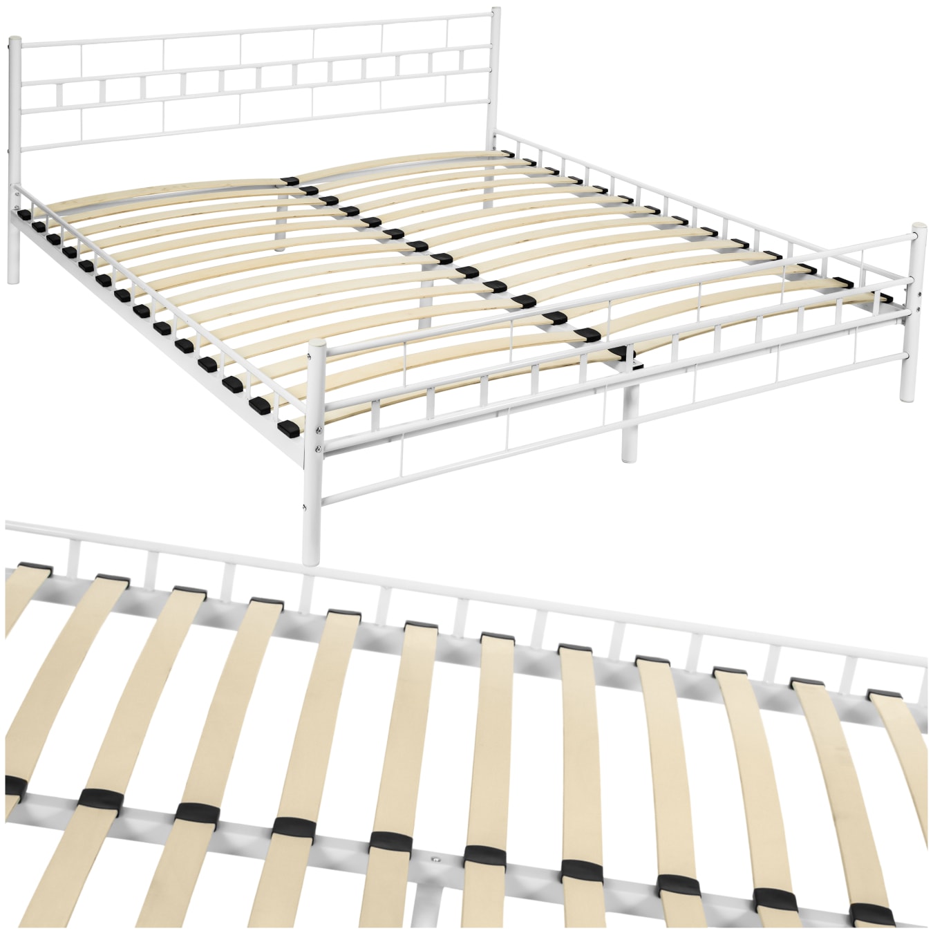 tectake&reg; Metallbett, robustes Stahlgestell, bodenschonende Kunststoffkappen, 180 x 200 cm - Bild 1