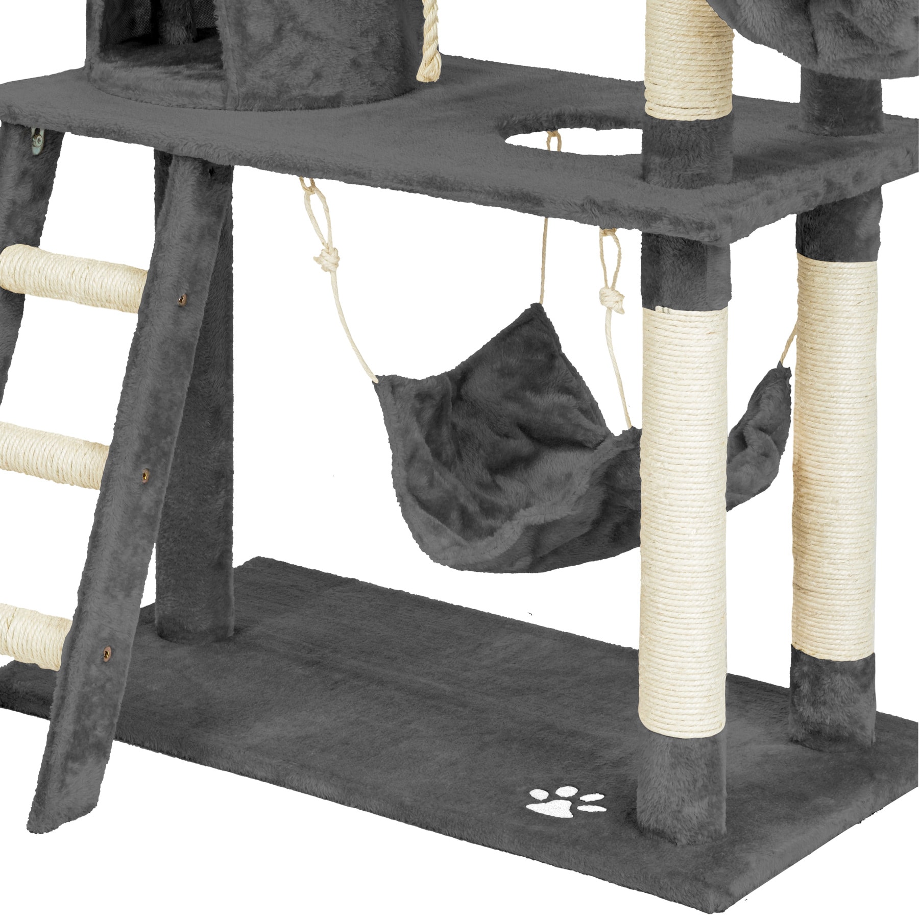 tectake Kratzbaum, 141 cm, mit Katzenhaus, inklusive Treppe, Spielkordel  und Kippschutz online kaufen bei Netto