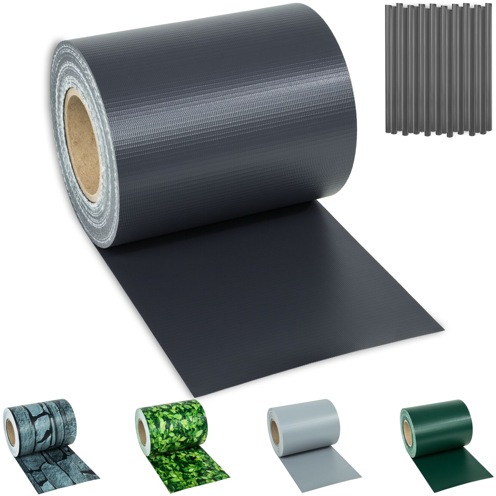 tectake® Sichtschutzstreifen, für Einzelstab- und Doppelstabmatten-Zäune, blickdicht und extrem reißfest, leichte Montage, inklusive Befestigungsclips