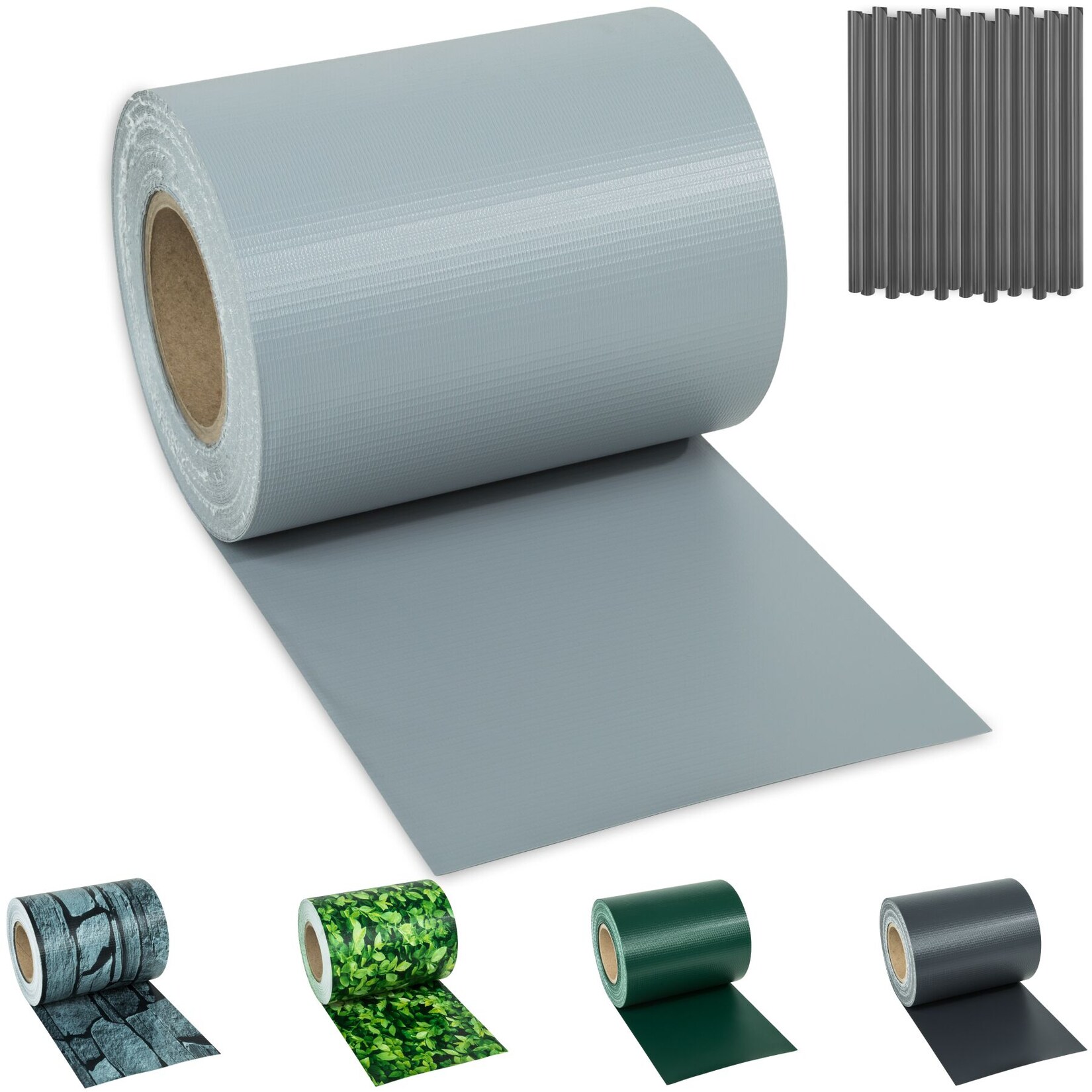 tectake® Sichtschutzstreifen, für Einzelstab- und Doppelstabmatten-Zäune, blickdicht und extrem reißfest, leichte Montage, inklusive Befestigungsclips