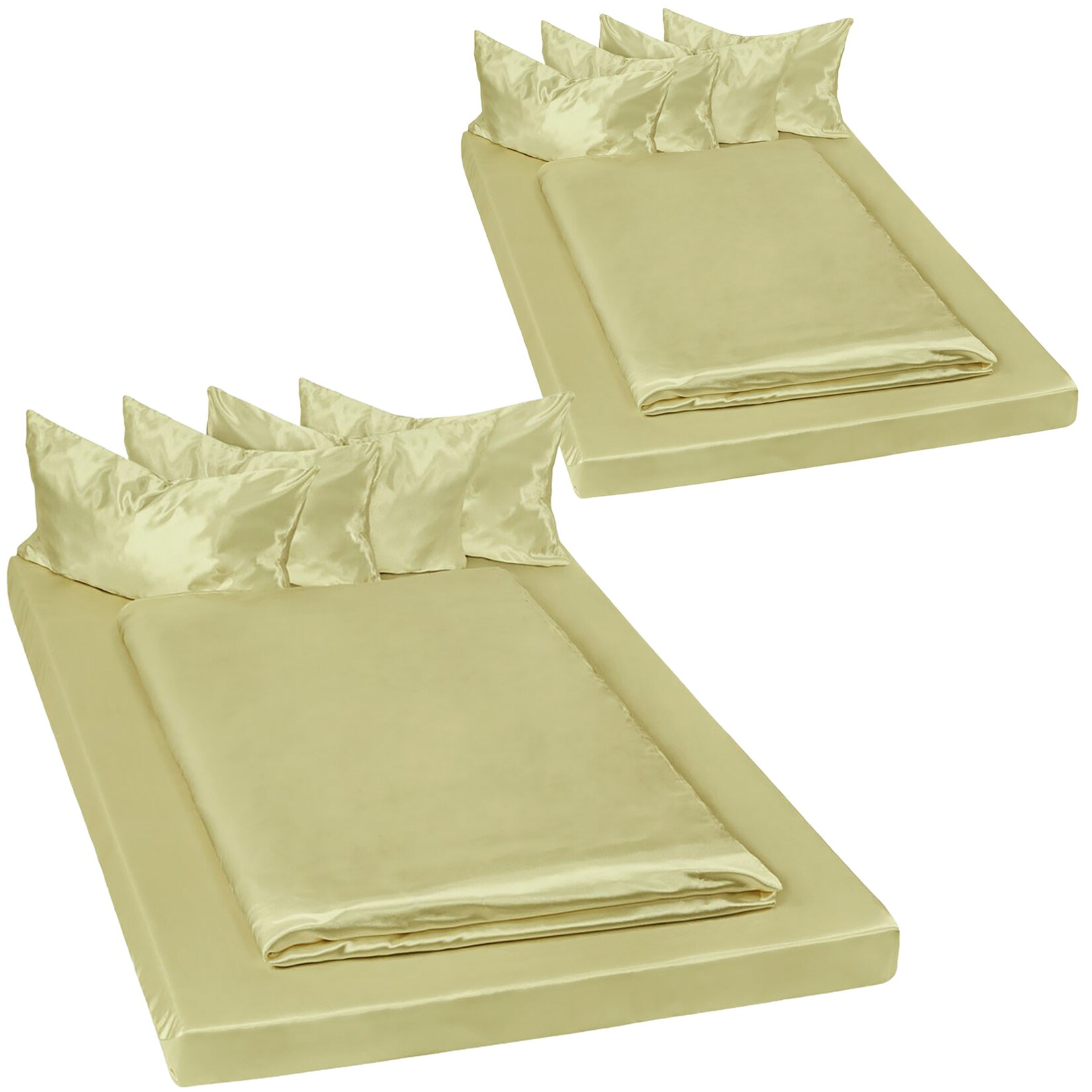 tectake® 2 Bettwäsche-Sets Satin, 12-teilig, atmungsaktiv, 150 x 200 cm | 04260435997481