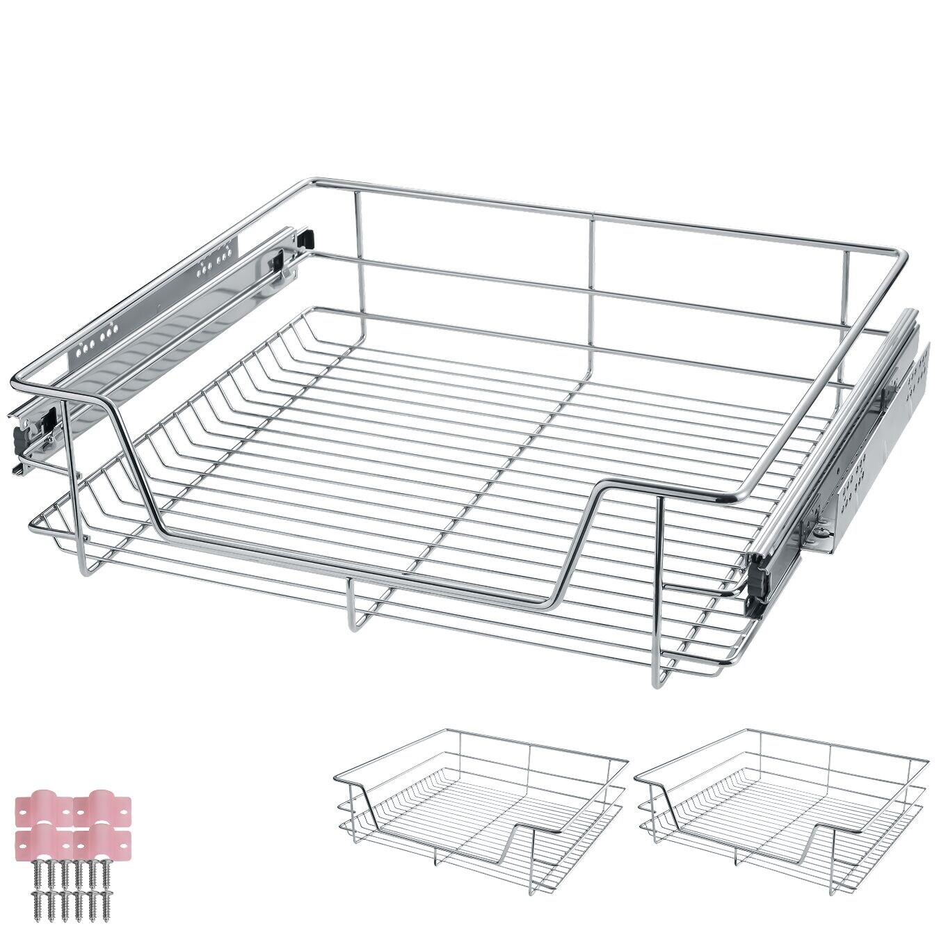 tectake® Teleskopschublade, verchromt, verstellbare Breite, einfache Montage