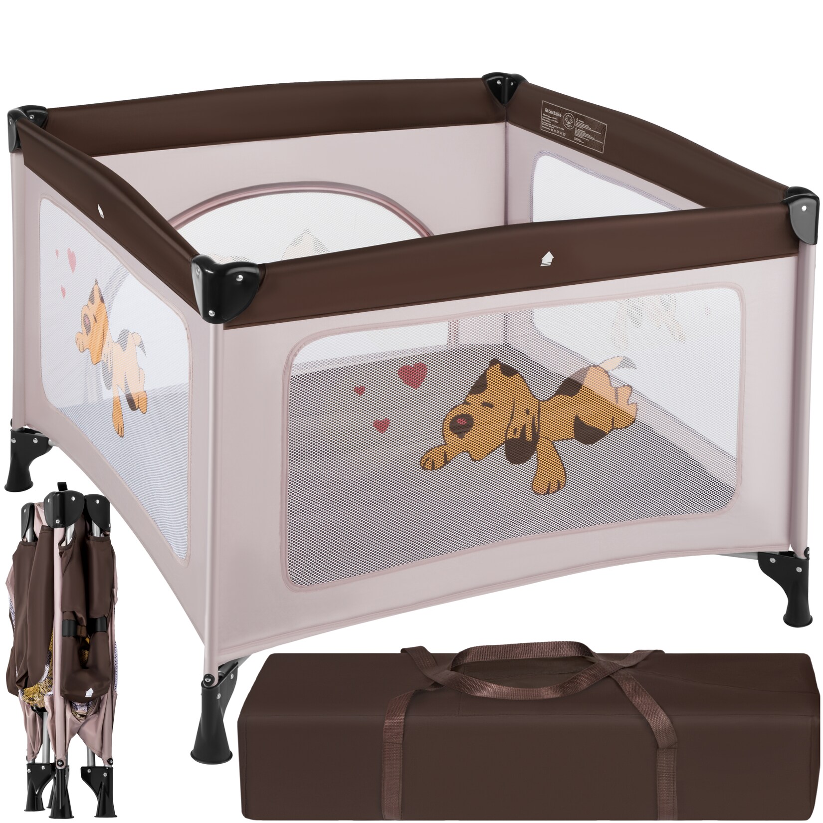 tectake® Baby Laufstall, stabil und kompakt faltbar, mit atmungsaktivem Mesh-Gewebe, 105 x 105 x 78 cm