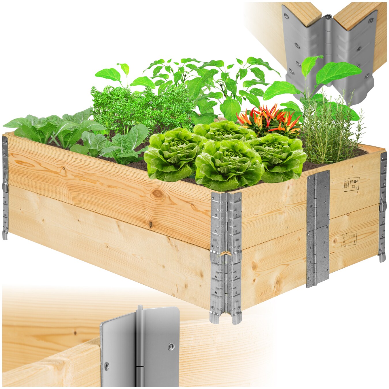 tectake® Hochbeet, aus Holz, vielseitig nutzbar, 120 x 80 x 19 cm