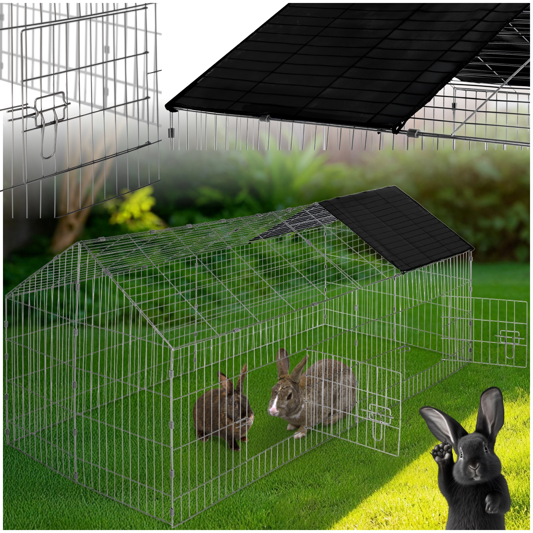 tectake&reg; Freilaufgehege f&uuml;r Kaninchen, aus 12 Gitterelementen, 2 T&uuml;ren, 180 x 75 x 75 cm - Bild 1