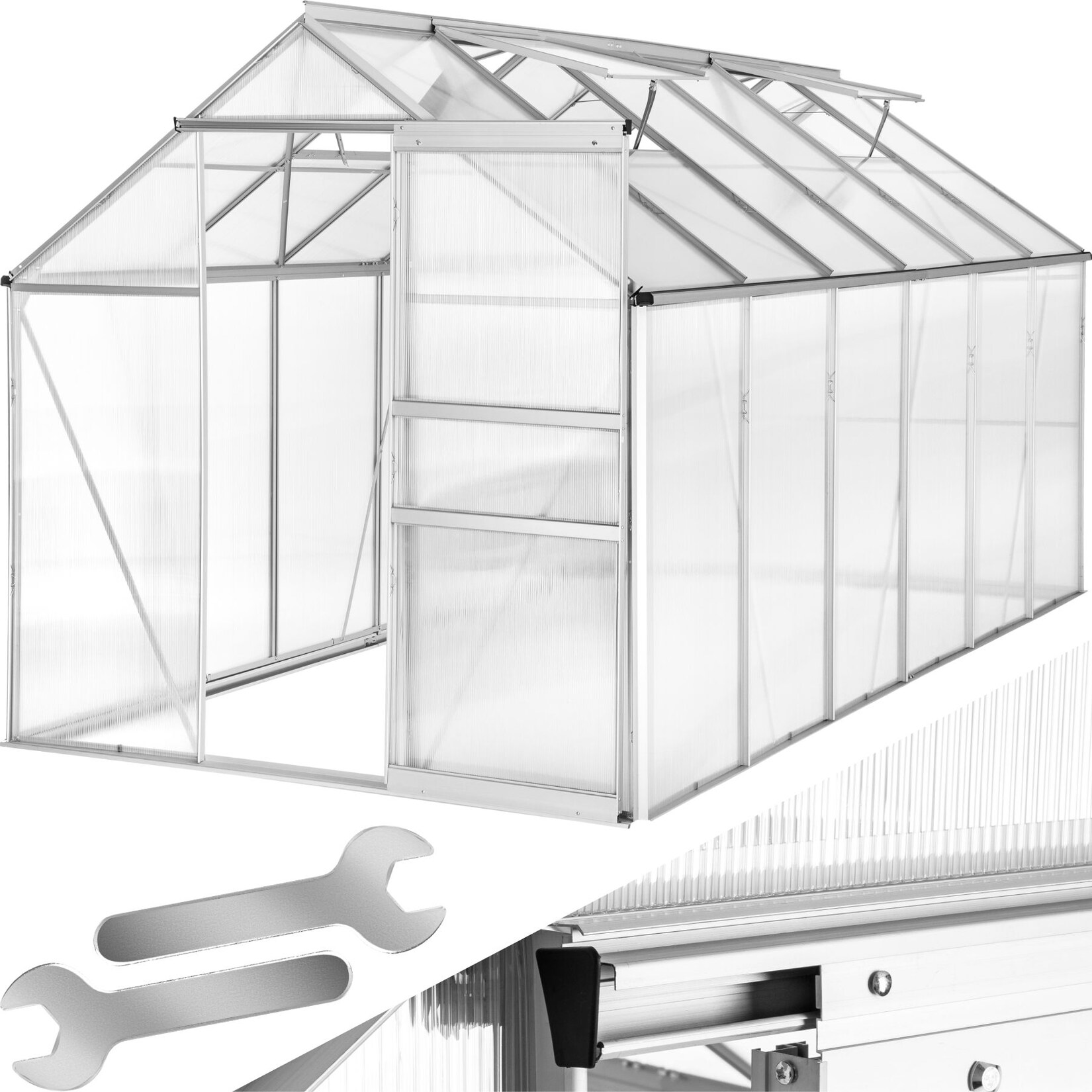 tectake® Gewächshaus aus Aluminium ohne Fundament | 04260505445942