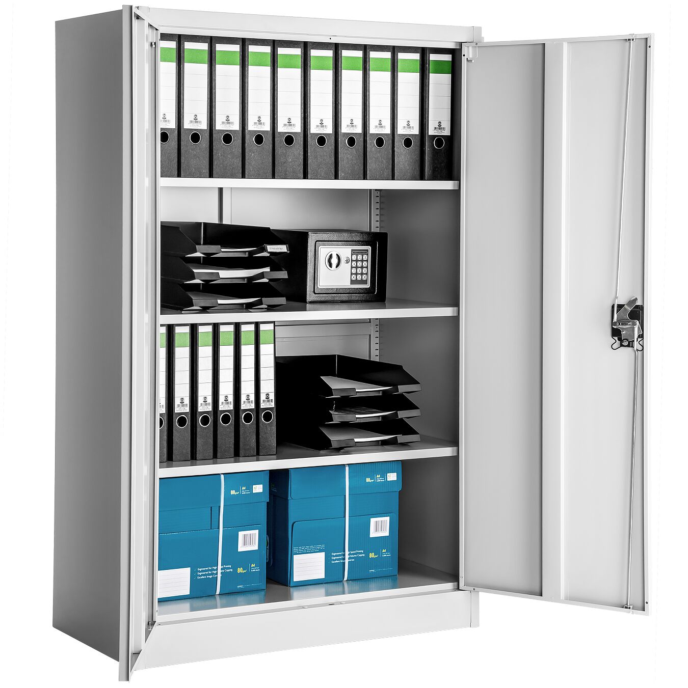 tectake&reg; Aktenschrank, aus pulverbeschichtetem Stahl, 3 h&ouml;henverstellbare Einlegeb&ouml;den, 140 x 90 x 40 cm - Bild 1