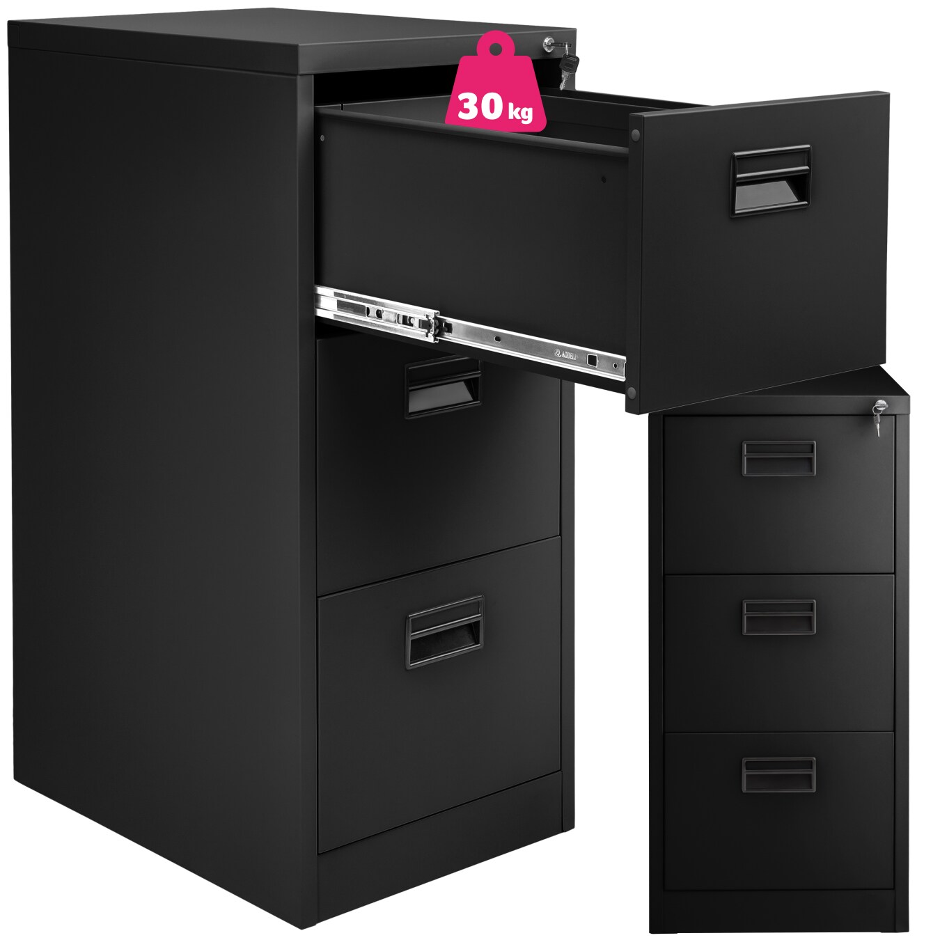 tectake® Aktenschrank, aus pulverbeschichtetem Stahl, Etiketten zur Beschriftung, 62,4 x 46 x 102,8 cm | 04061173017413
