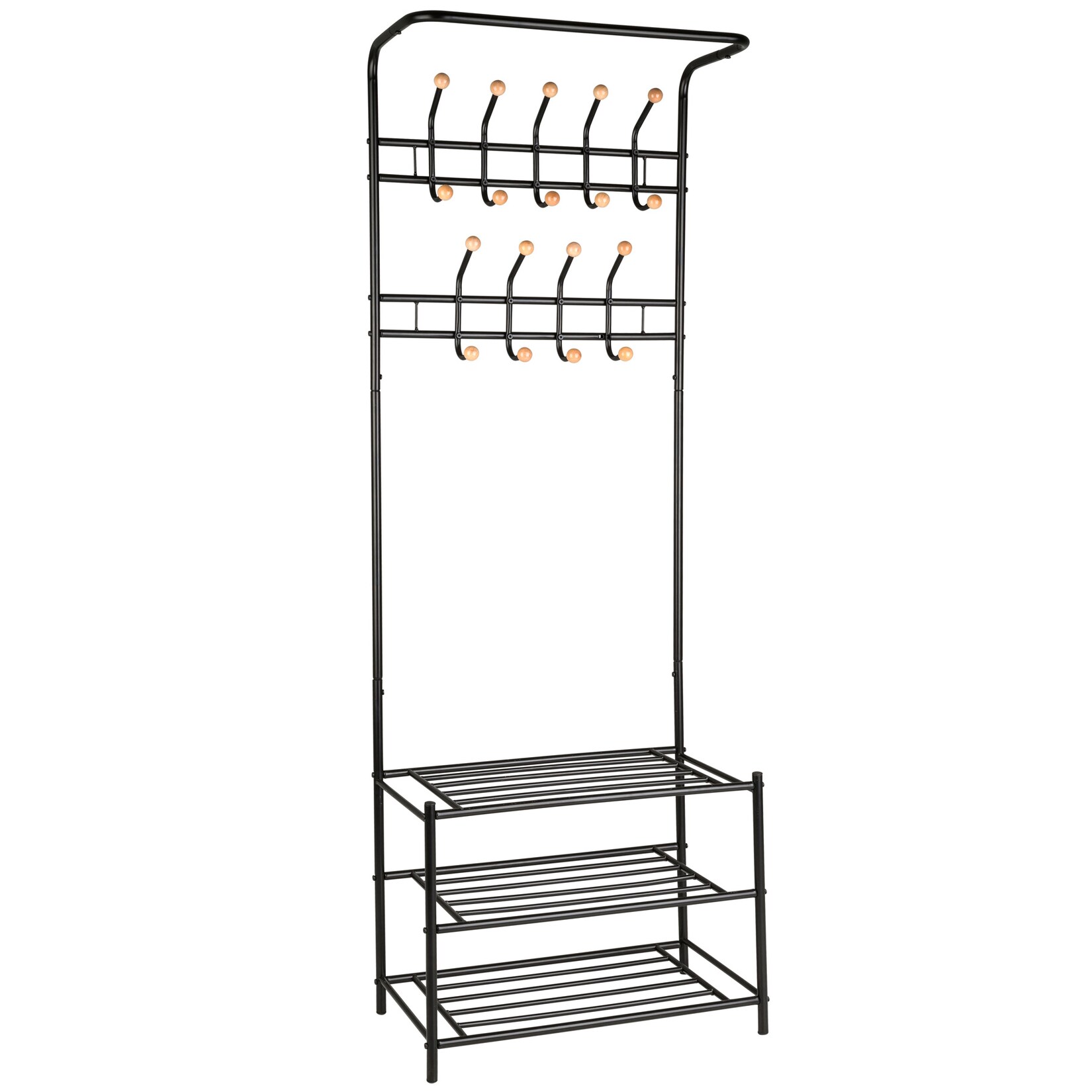 tectake® Garderobe, Stahl, 18 Haken auf 4 Höhen, 66 x 187 x 33 cm | 04260505446055