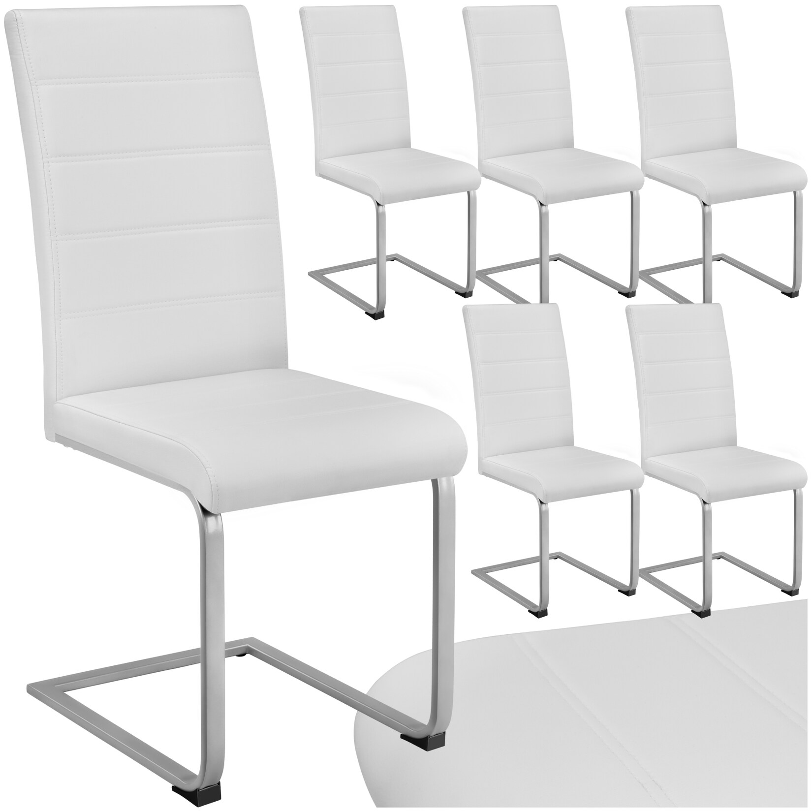tectake® Set Schwingstuhl, gepolstert mit Kunstlederbezug, flaches Stahlgestell in C-Form, 41 x 52 x 99 cm