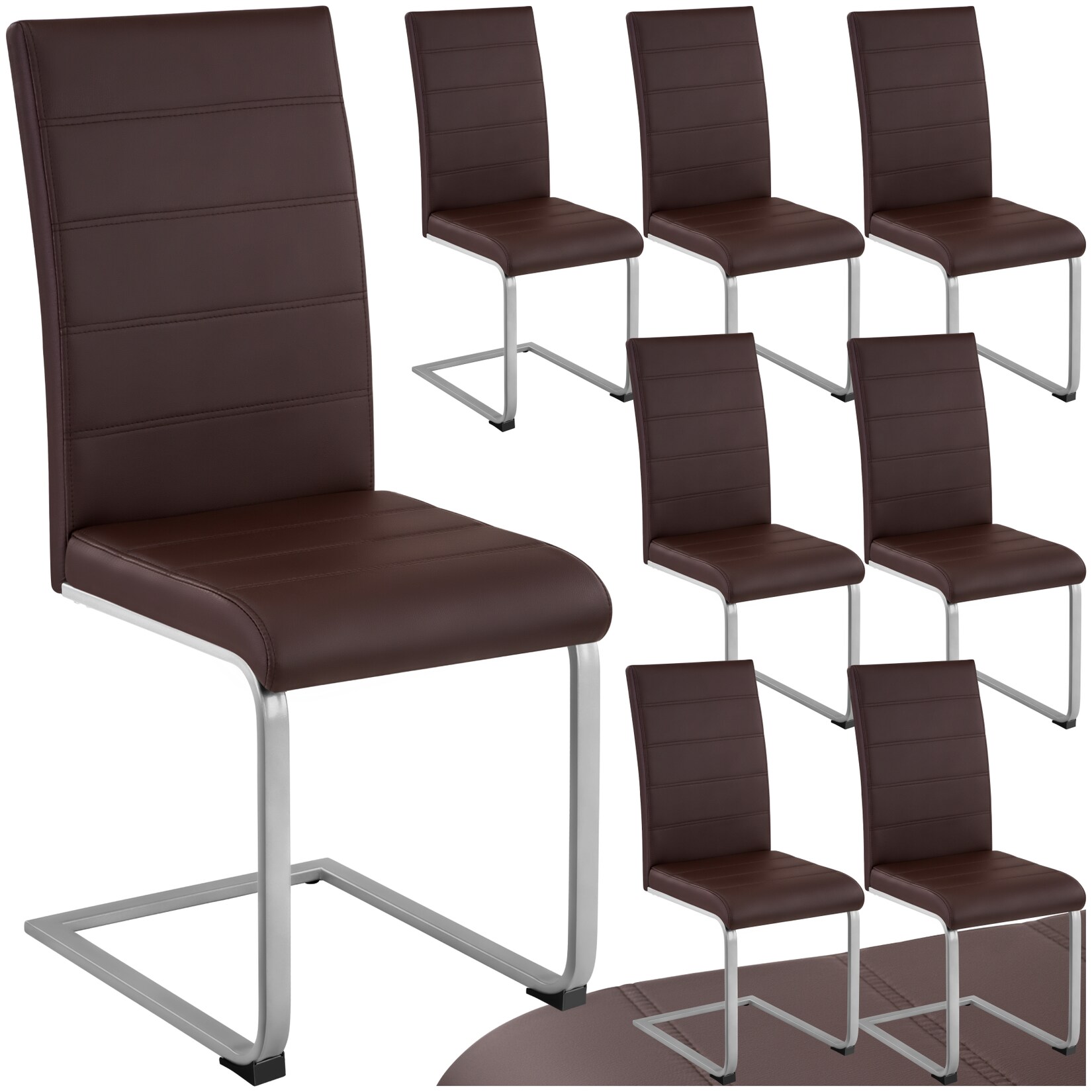 tectake® Set Schwingstuhl, gepolstert mit Kunstlederbezug, flaches Stahlgestell in C-Form, 41 x 52 x 99 cm