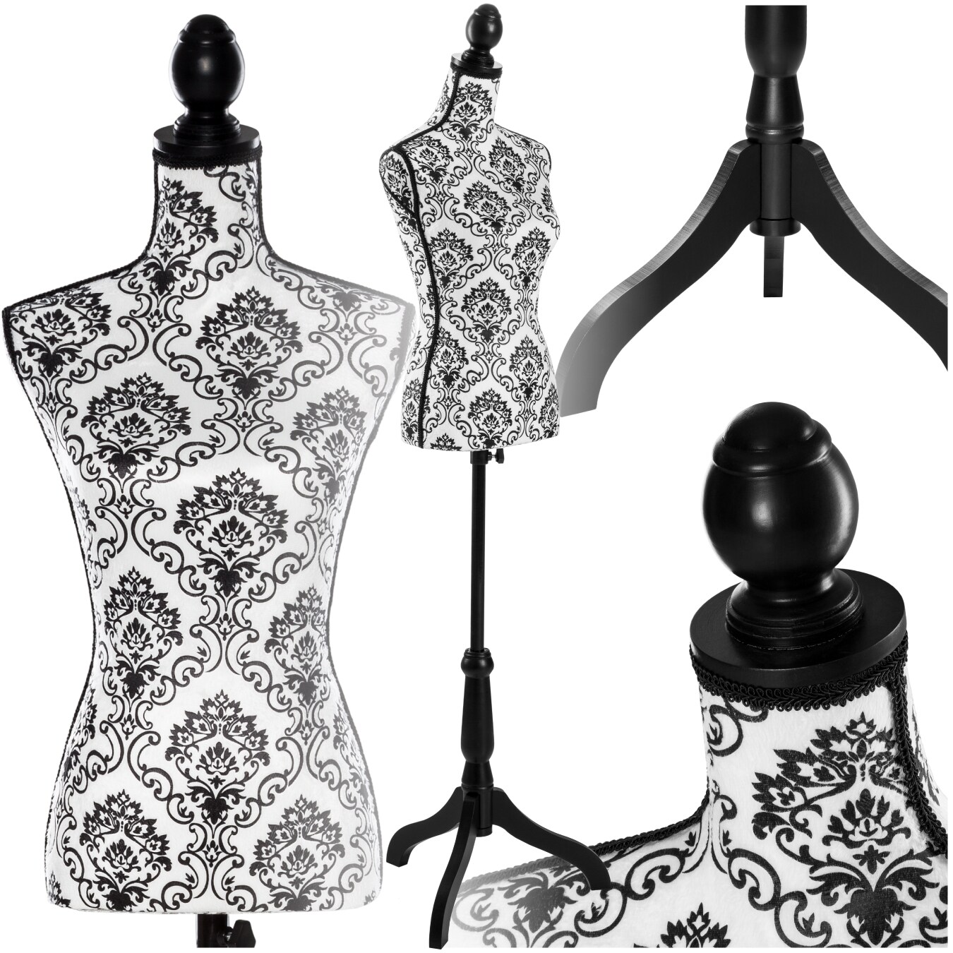 tectake® Schneiderpuppe, Torso, aus Schaumstoff, höhenverstellbar, 133 – 168 cm | 04260517462777