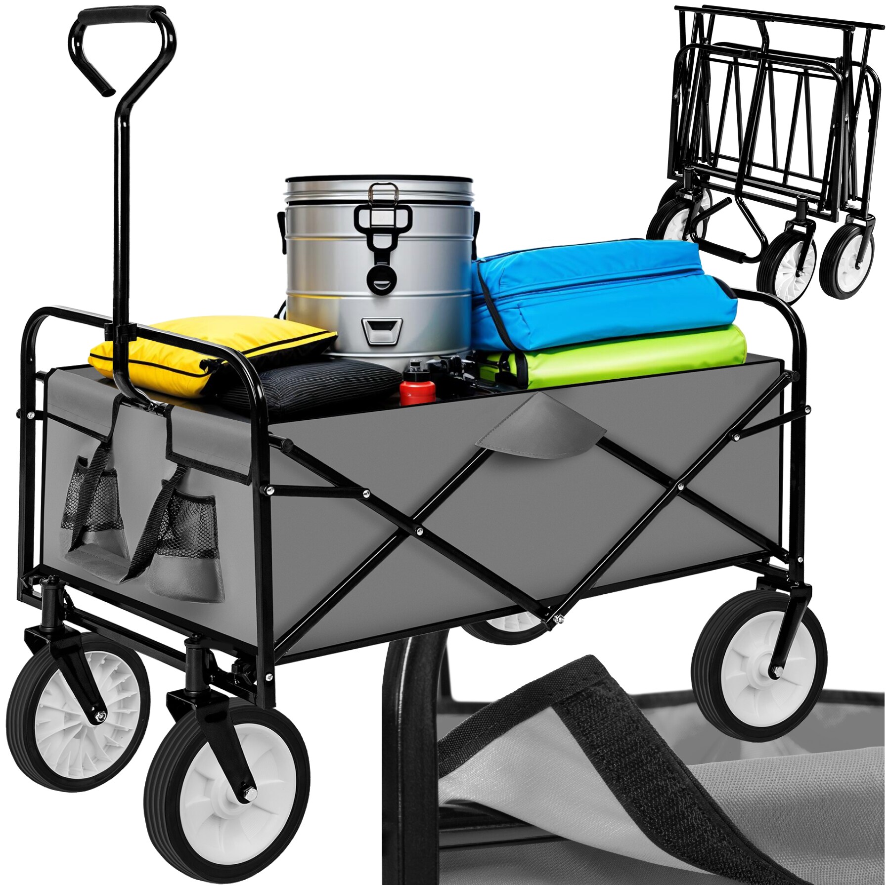 tectake&reg; Bollerwagen, faltbar, abnehmbarer Stoffeinsatz mit 2 Netztaschen, Belastbarkeit 80 kg - Bild 1