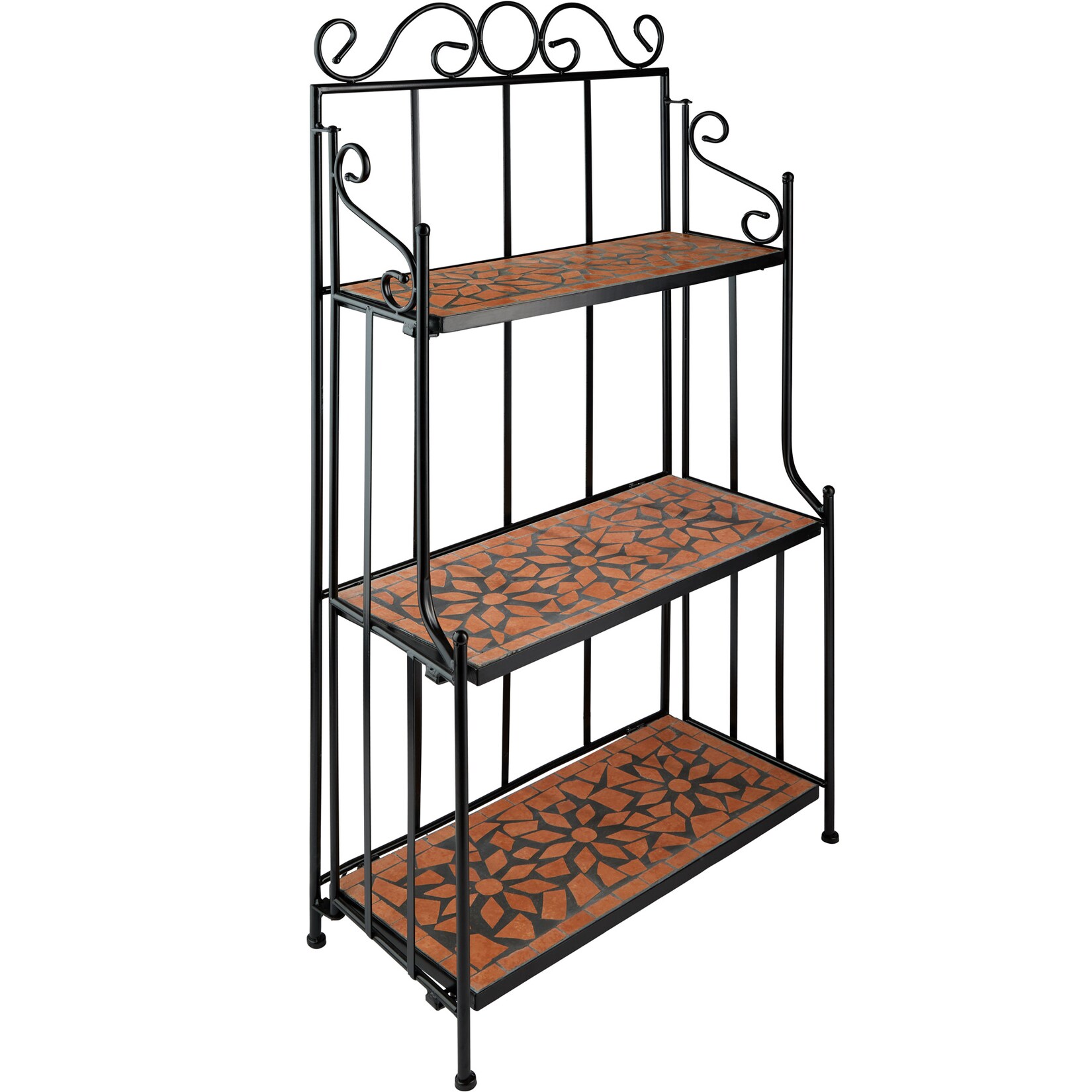 tectake® Metallregal, mit 3 Mosaikböden, bodenschonende Gummifüße, 61 x 29 x 114 cm
