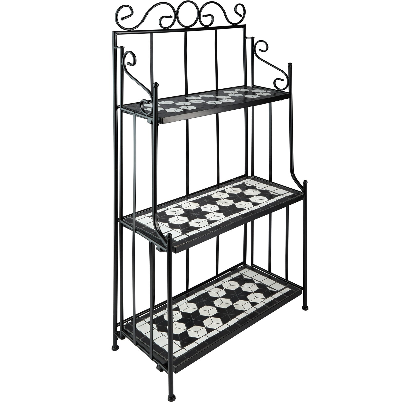 tectake® Metallregal, mit 3 Mosaikböden, bodenschonende Gummifüße, 61 x 29 x 114 cm