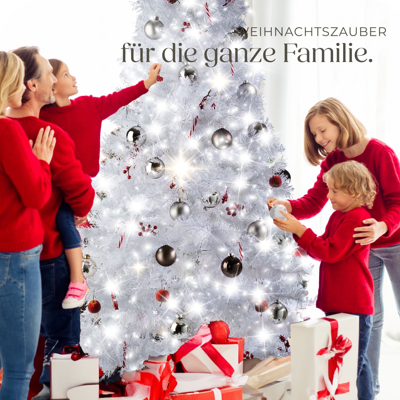 tectake Weihnachtsbaum, verschiedene Gren, knstlich in Wei, formbar  mit viel Volumen, inklusive Metallstnder mit Kunststoffkappen