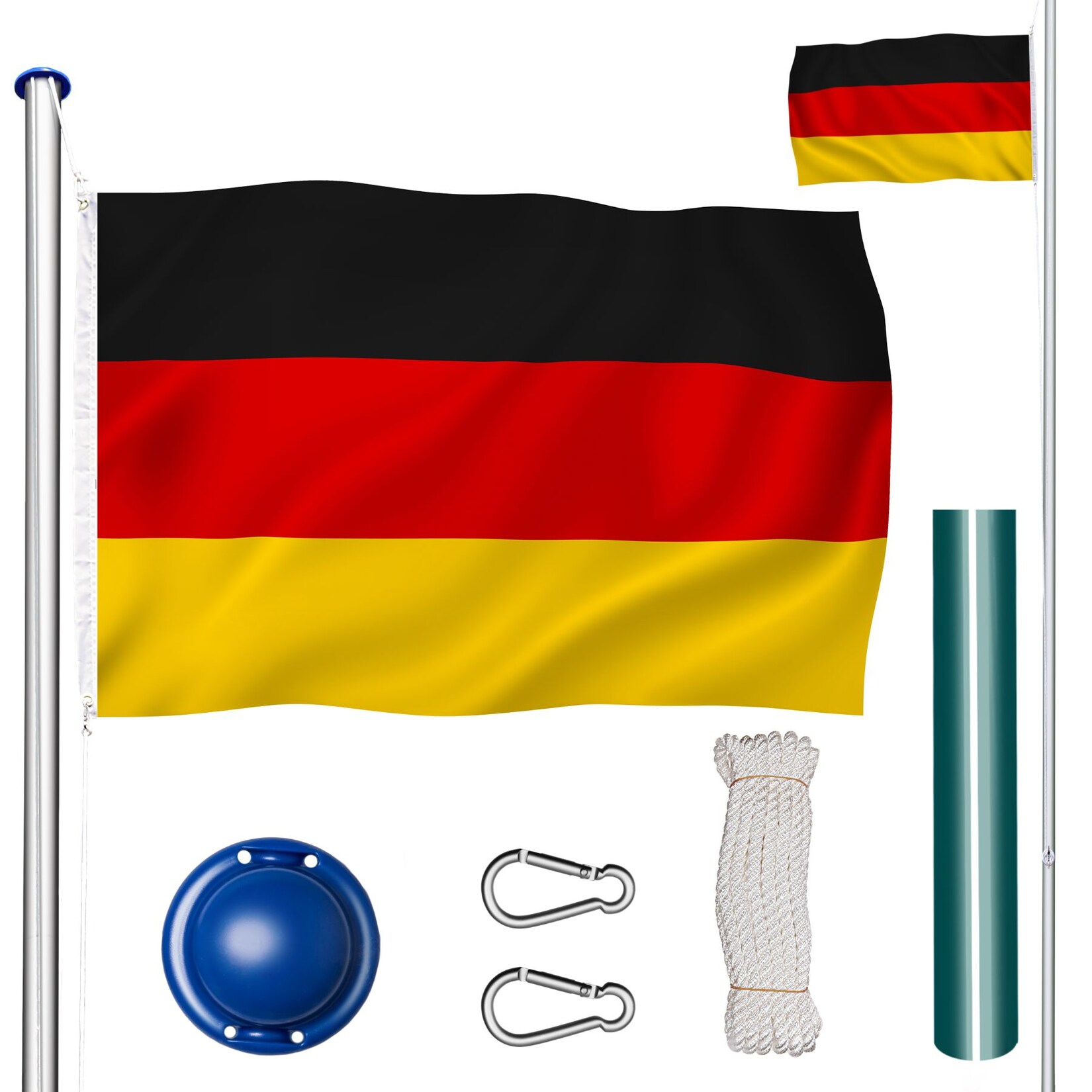 tectake® Fahnenmast, aus Aluminium, 6,25 m, inklusive Seilzug und Bodenhülse | 04260473664147