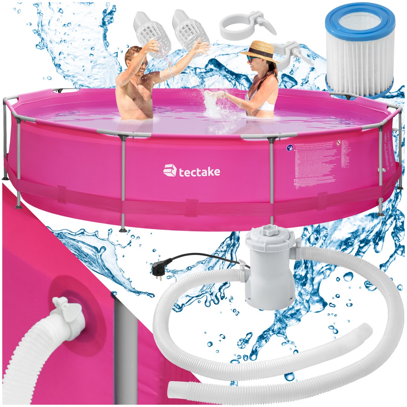 tectake&reg; Swimming Pool, rund, rei&szlig;festes PVC-Gewebe, 360 x 76 cm - Bild 1
