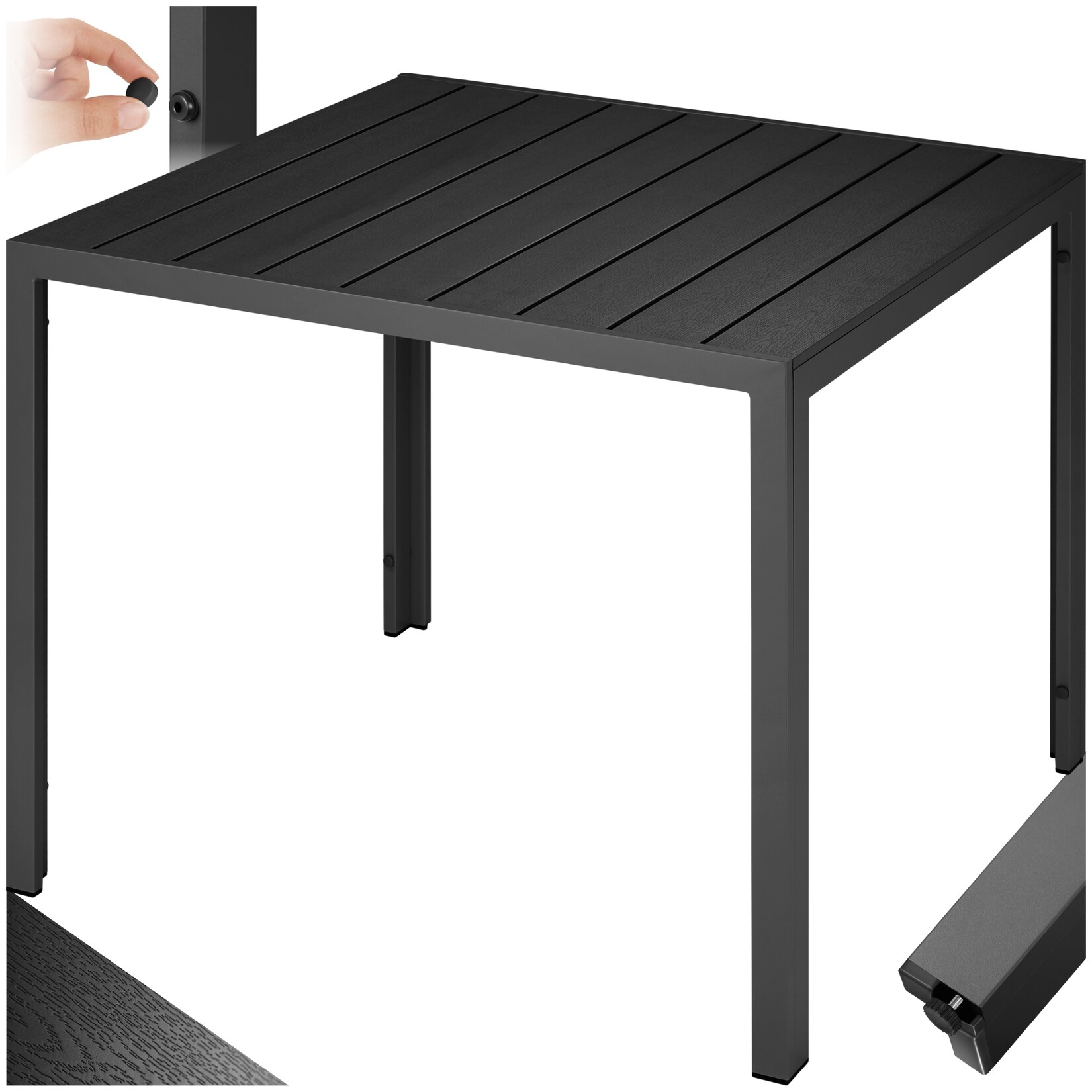 tectake® Gartentisch, aus Aluminium und Kunststoff, wetterfest und UV-beständig, 90 x 90 x 74,5 cm
