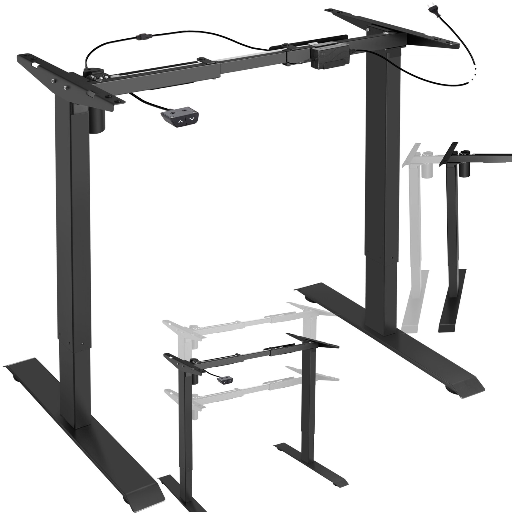 tectake® Tischgestell, elektrisch höhenverstellbar, breitenverstellbar, 85 – 129 x 65 x 71 – 121 cm | 04061173024121