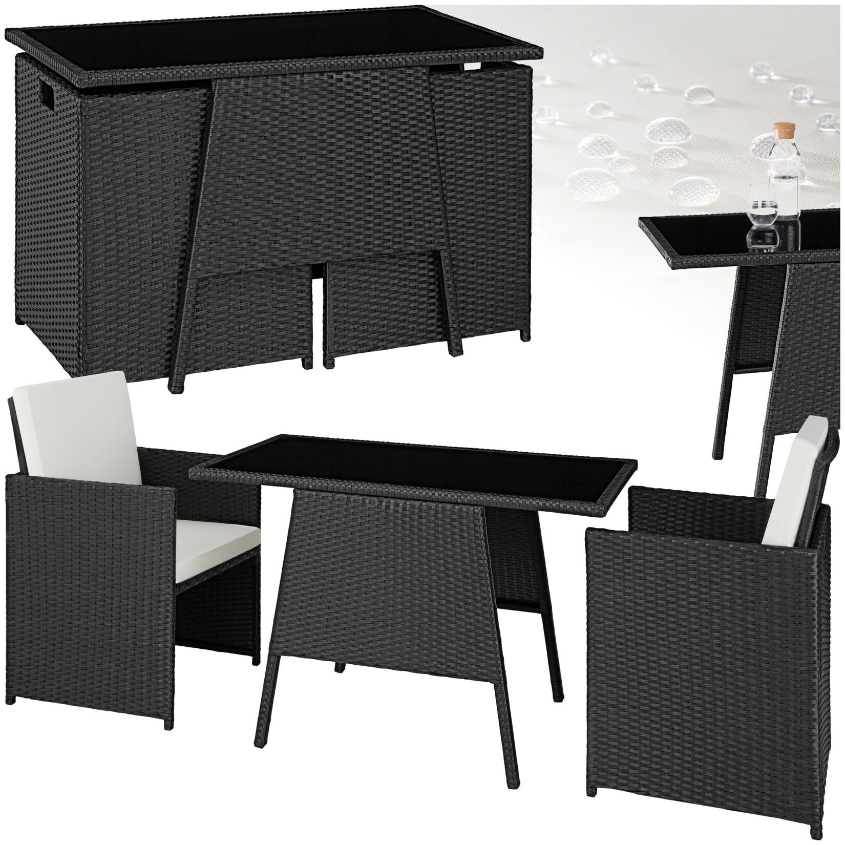 tectake® Rattan Sitzgruppe, für 2 Personen, UV-beständig, zusammenschiebbar | 04061173030955