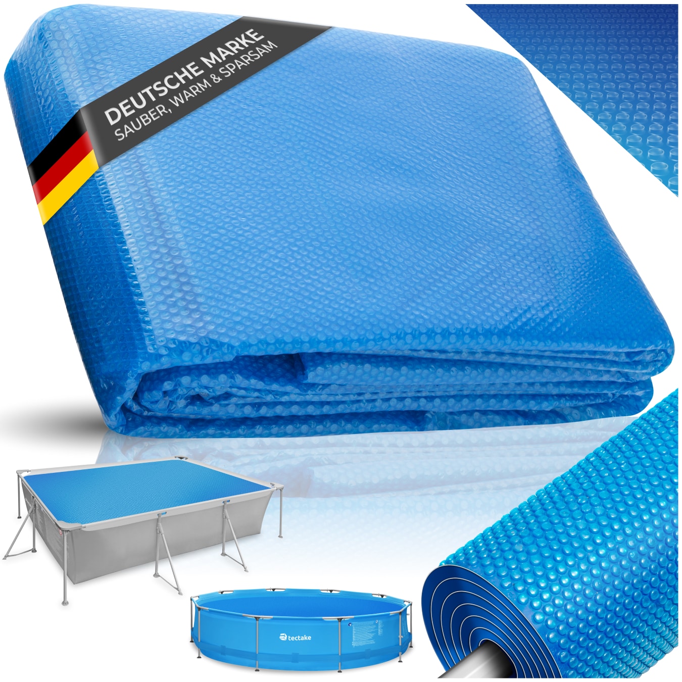 tectake&reg; Poolabdeckung, rechteckig und selbstschwimmend, St&auml;rke 110 &micro;m, 274 x 549 cm - Bild 1