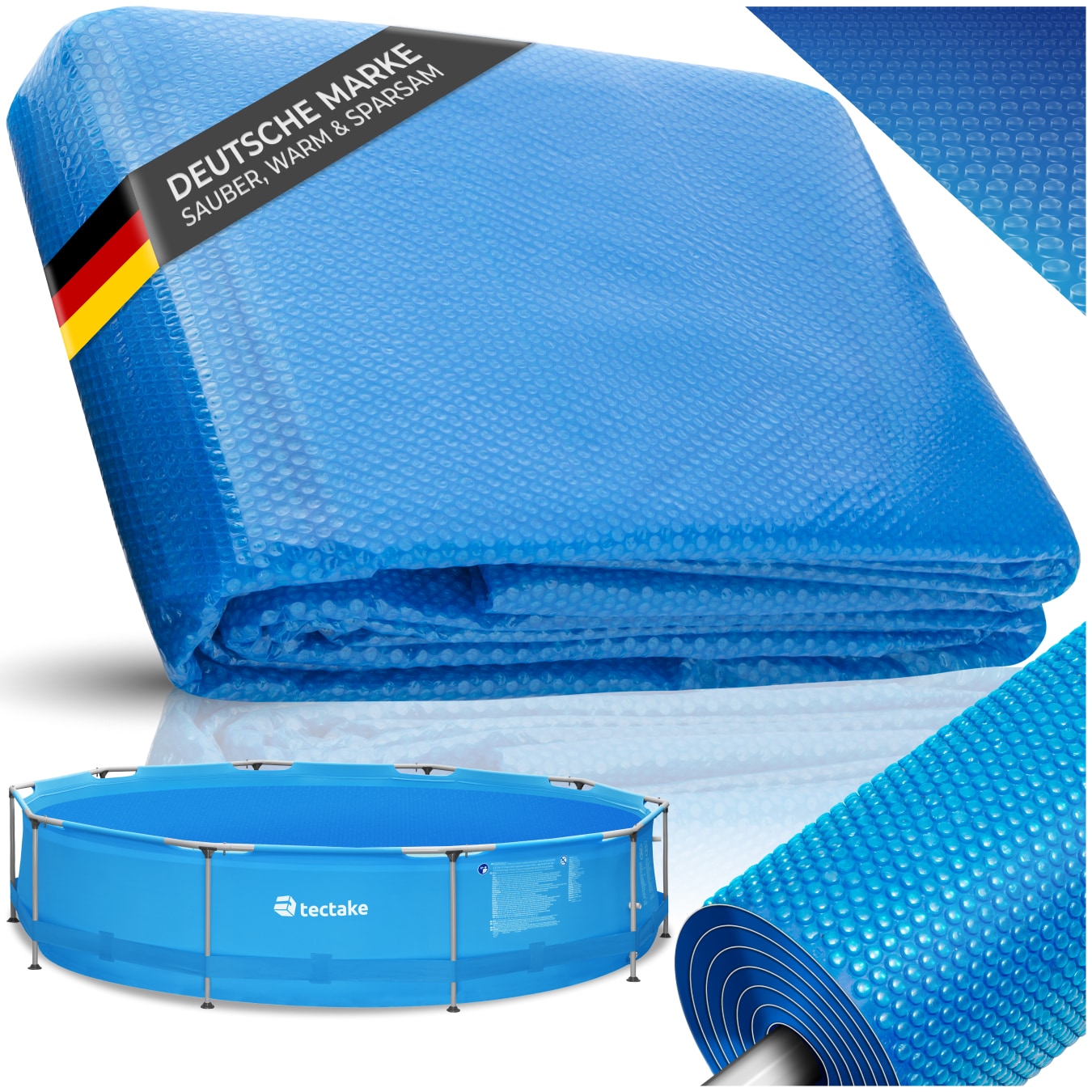 tectake&reg; Poolabdeckung, rund und selbstschwimmend, St&auml;rke 110 &micro;m, Durchmesser 250 cm - Bild 1