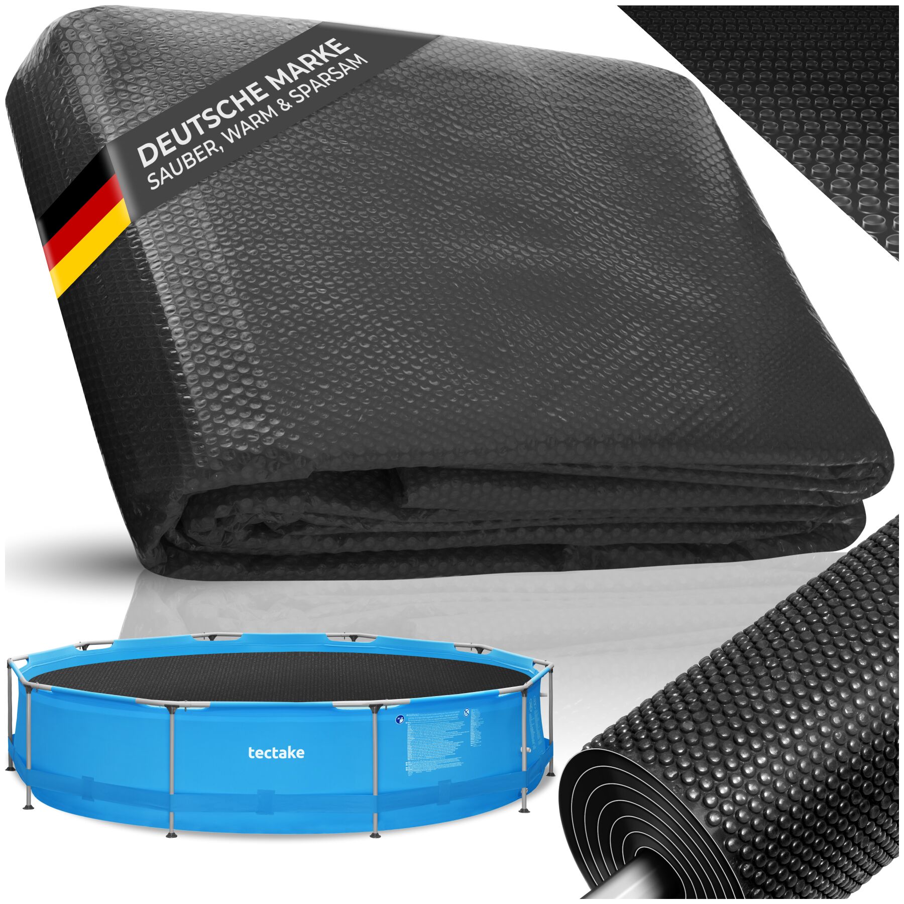 tectake&reg; Pool-Solarfolie, rund und selbstschwimmend, St&auml;rke 110 &micro;m, Durchmesser 250 cm - Bild 1