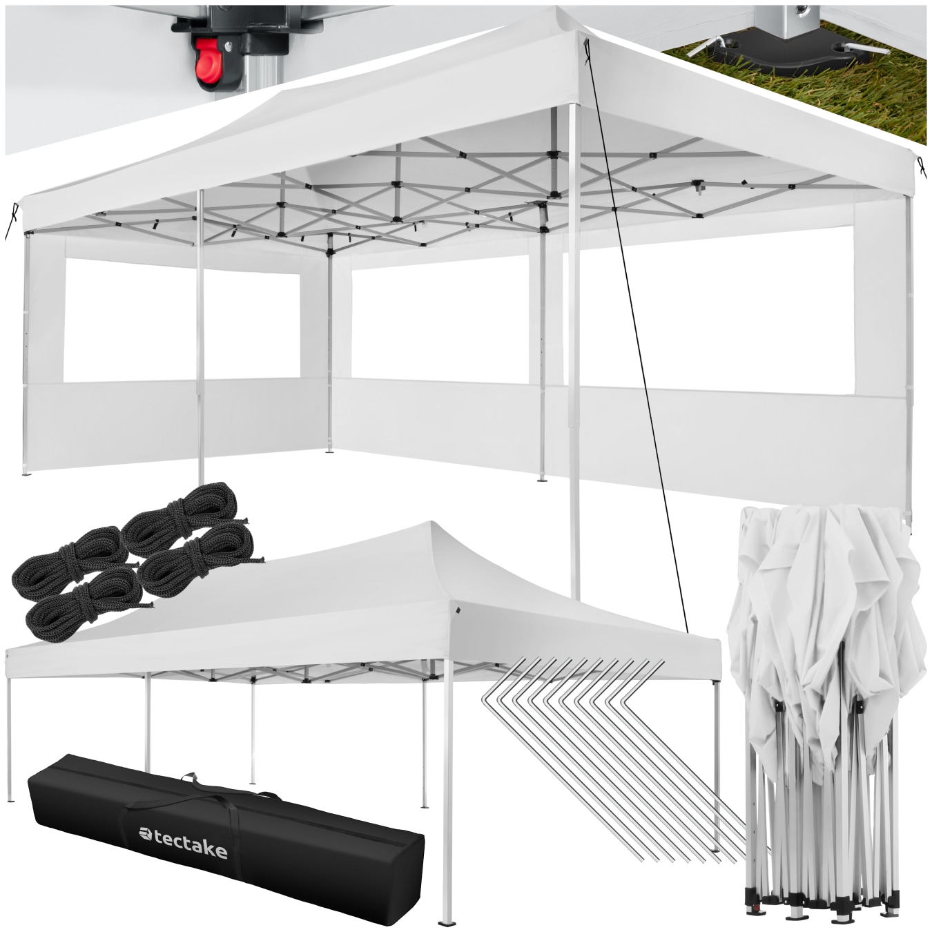 tectake&reg; Pavillon, 6 x 3 m, mit Aluminiumgestell, faltbar und h&ouml;henverstellbar, inklusive Spannseilen, Heringen und Tragetasche - Bild 1