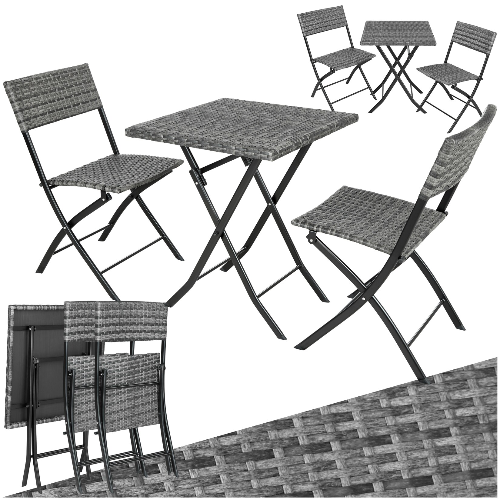 tectake® Rattanset, für 2 Personen, UV-beständig, geringes Gewicht