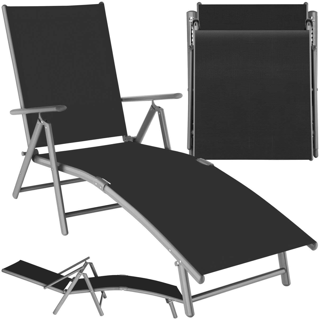 tectake® Gartenliege, klappbar, 7-fach verstellbare Rückenlehne, 182 x 62 x 59 cm