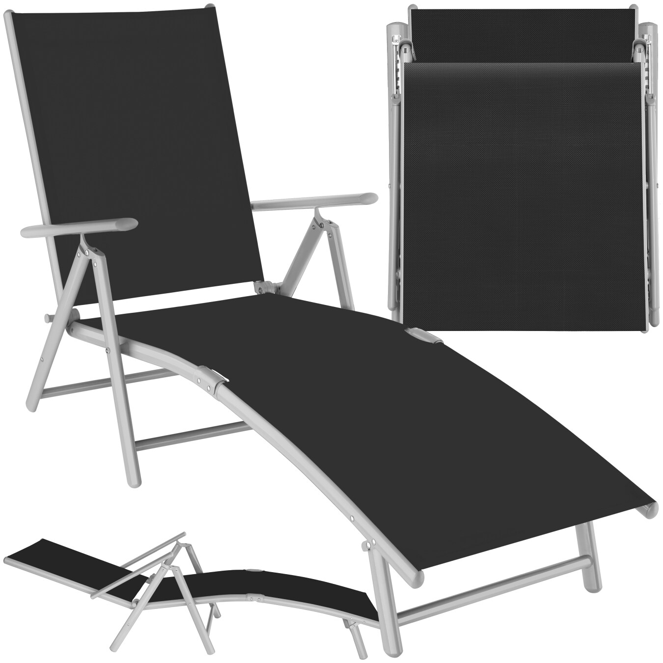 tectake&reg; Aluminium Gartenliege, klappbar, Textilene-Gewebe, 7-fach verstellbare R&uuml;ckenlehne - Bild 1