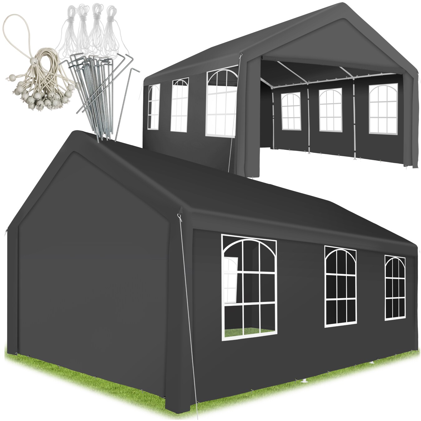 tectake® Pavillon, 6 x 4 m, Klicksystem, inklusive Spannseilen und Heringen | 04061173246578