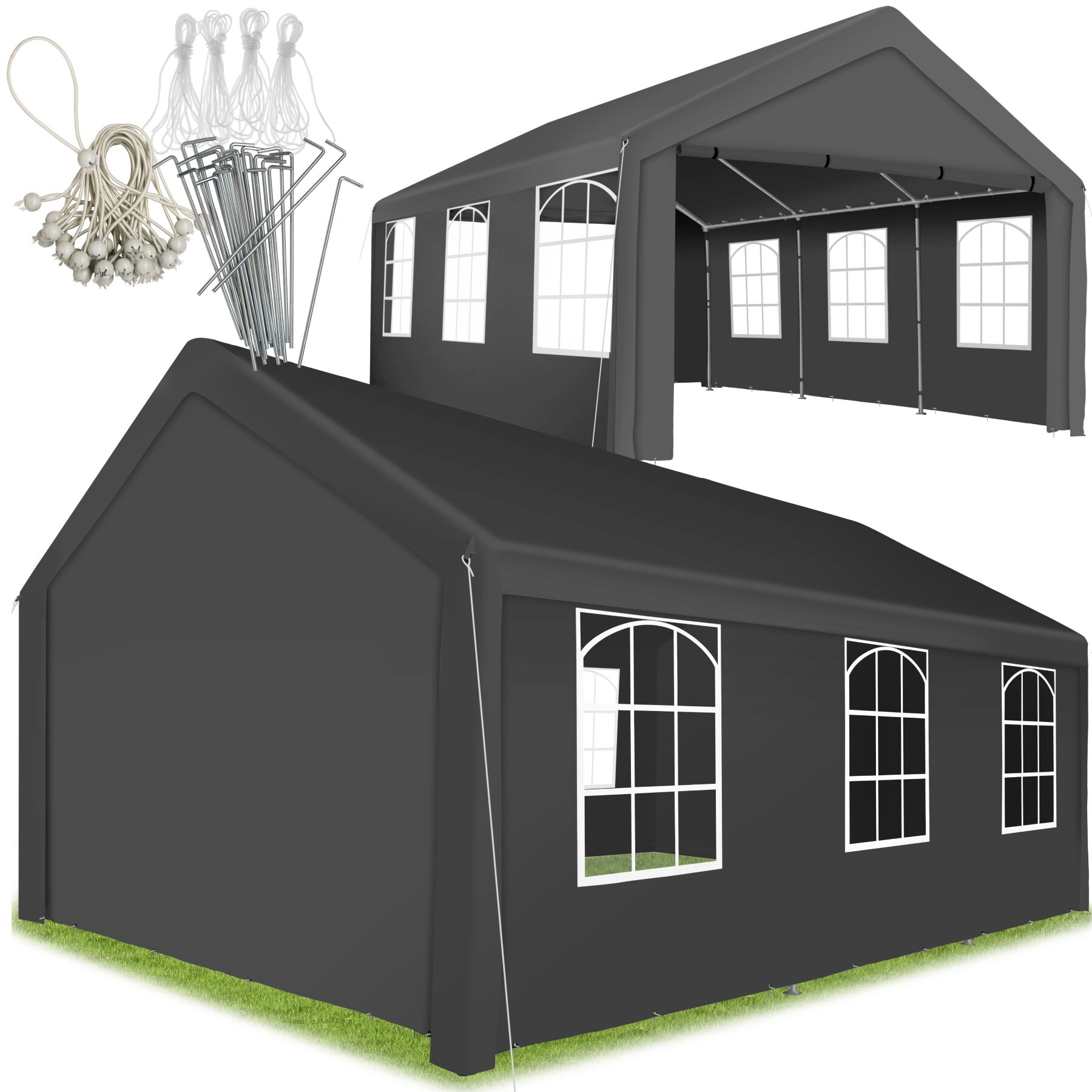 tectake&reg; Pavillon, 6 x 4 m, Klicksystem, inklusive Spannseilen und Heringen - Bild 1
