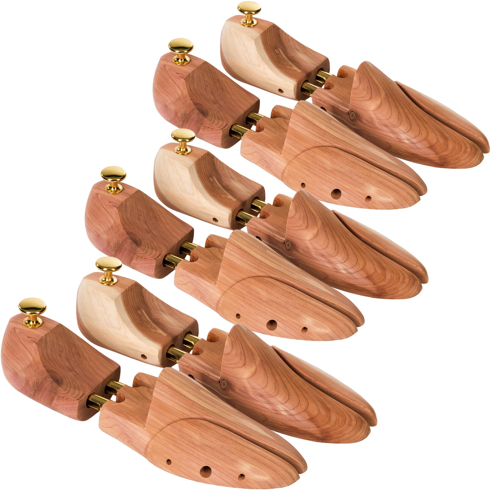 tectake® 3 Paar Schuhspanner, aus Zedernholz, Verhinderung von Gehfalten, gute Luftzirkulation, Messingknopf für einfaches Herausziehen