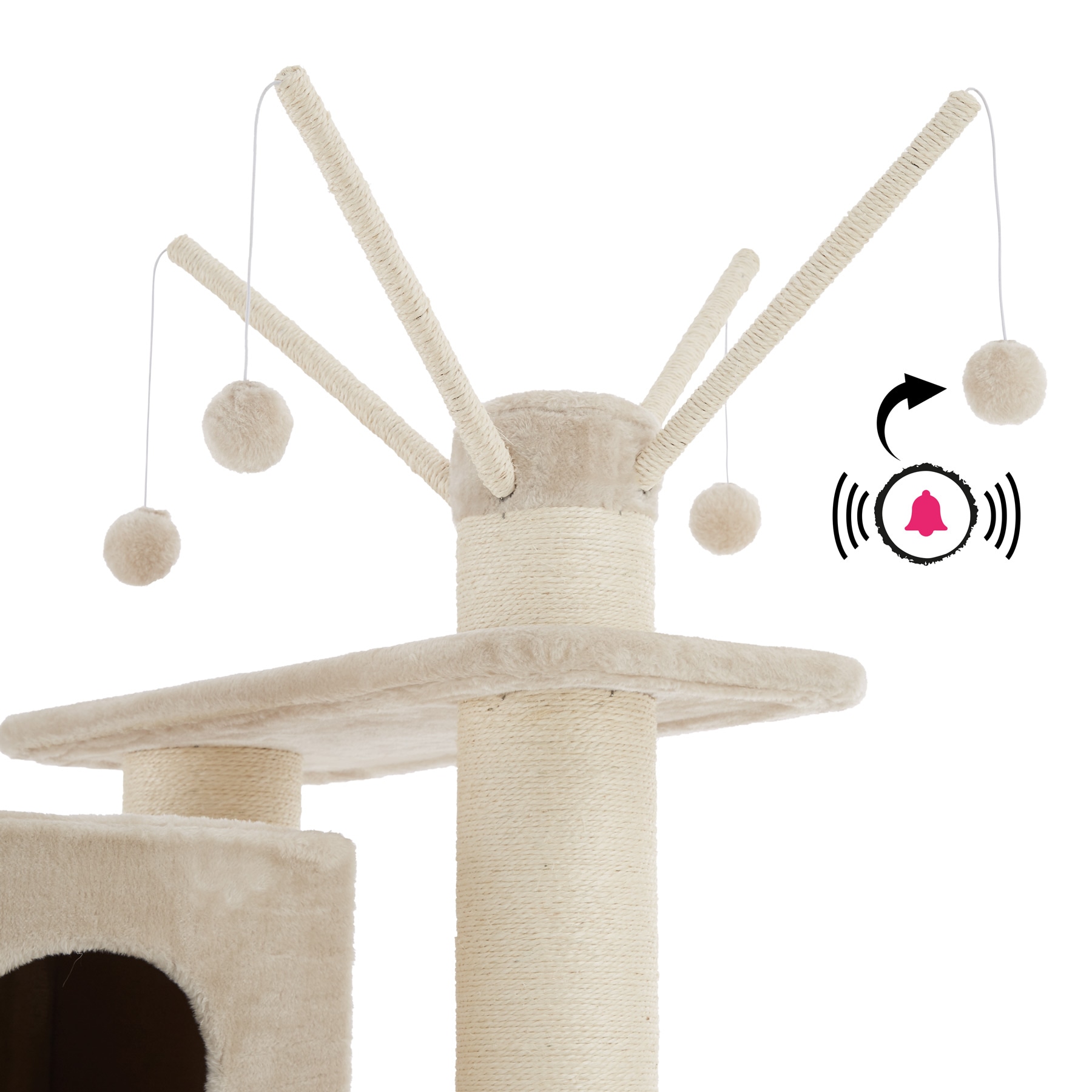 tectake Kratzbaum, 195 cm, mit Katzenhaus, inklusive Treppe, 4 Spielbllen  und Kippschutz online kaufen bei Netto
