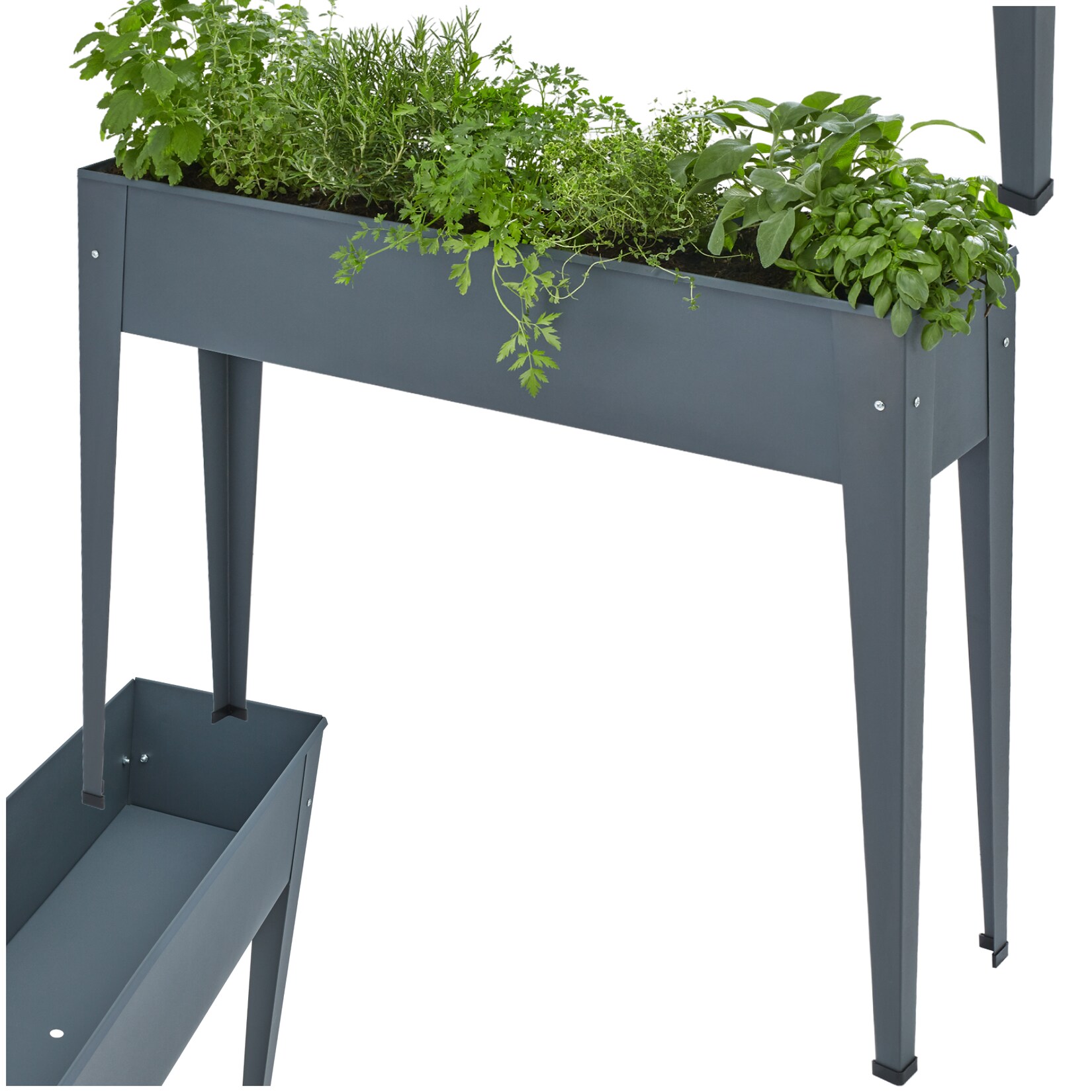 tectake® Hochbeet, aus pulverbeschichtetem Stahl, Füllmenge 42 l, mit Ablauföffnung, 98,5 x 26 x 82,5 cm | 04061173072948
