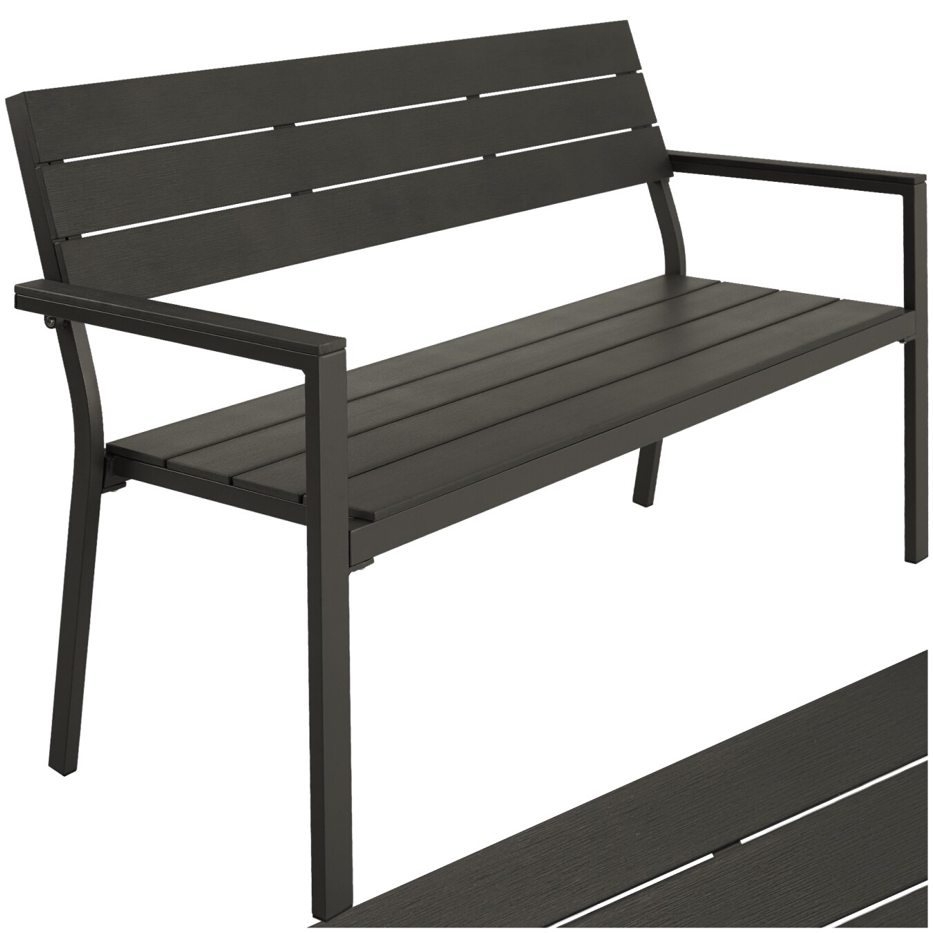 tectake® Gartenbank, 2-Sitzer, wetterfest, 128 x 59 x 88 cm