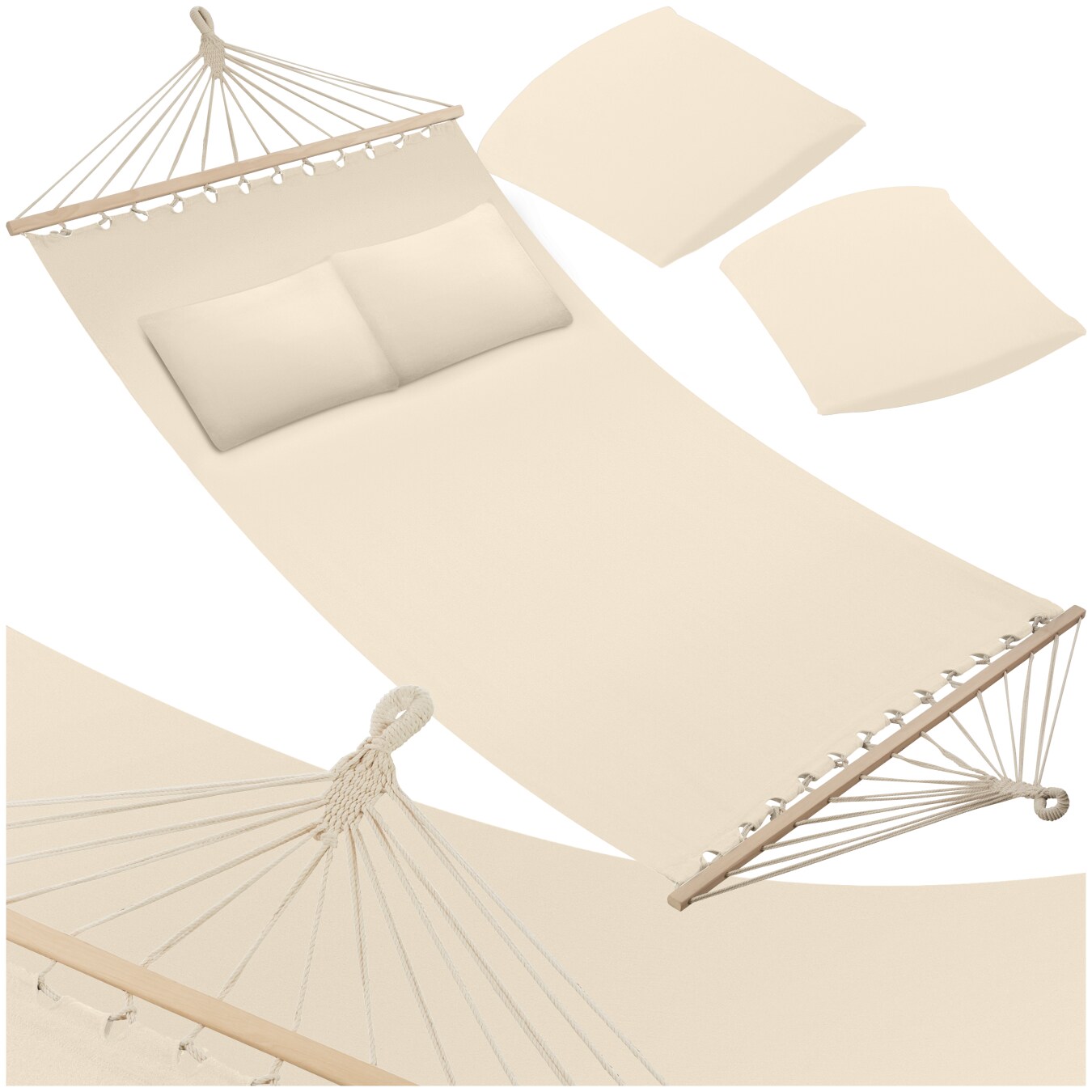 tectake® Hängematte, mit Spreitzstäben, für 2 Personen, Belastbarkeit , 230 x 145 cm