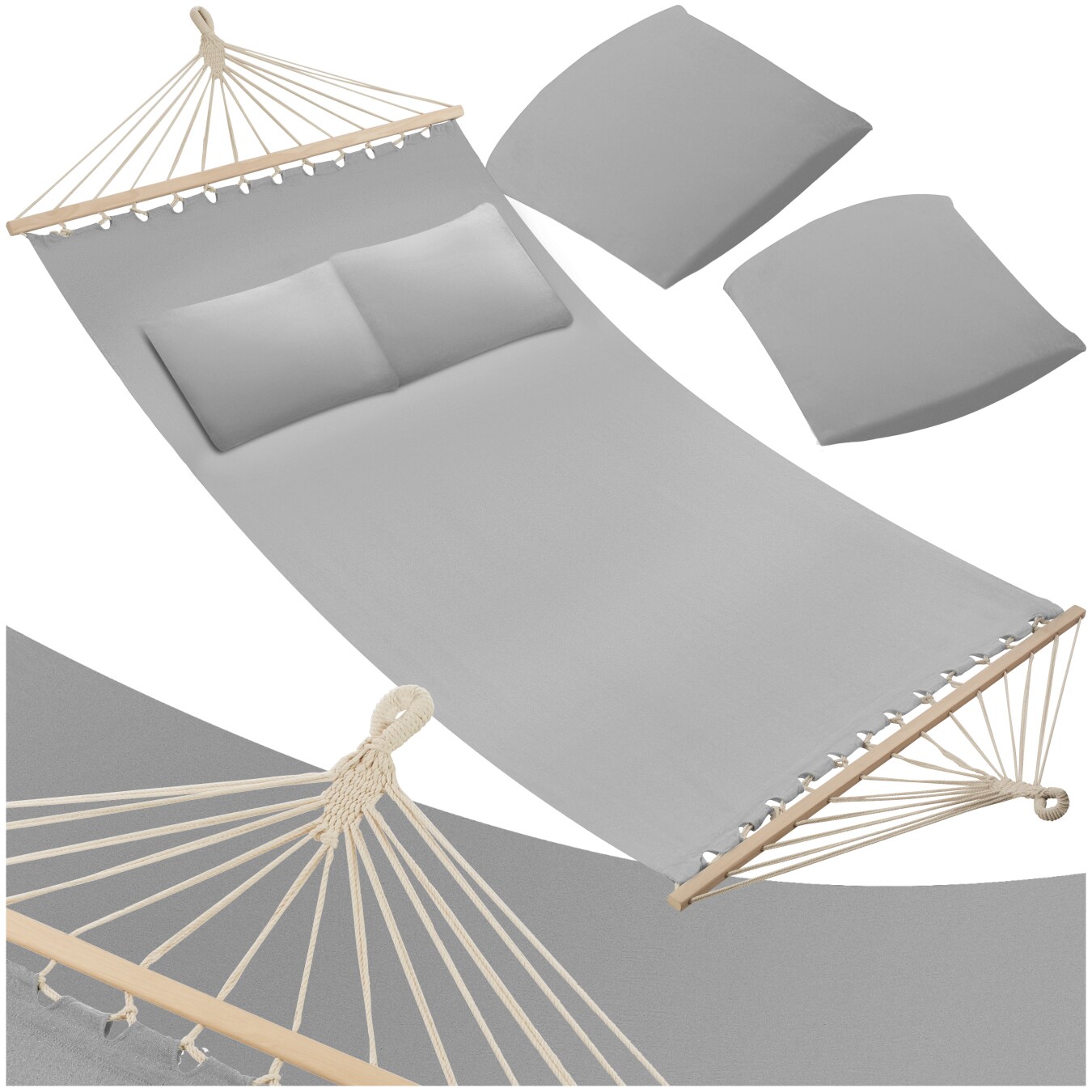 tectake® Hängematte, mit Spreitzstäben, für 2 Personen, Belastbarkeit , 230 x 145 cm