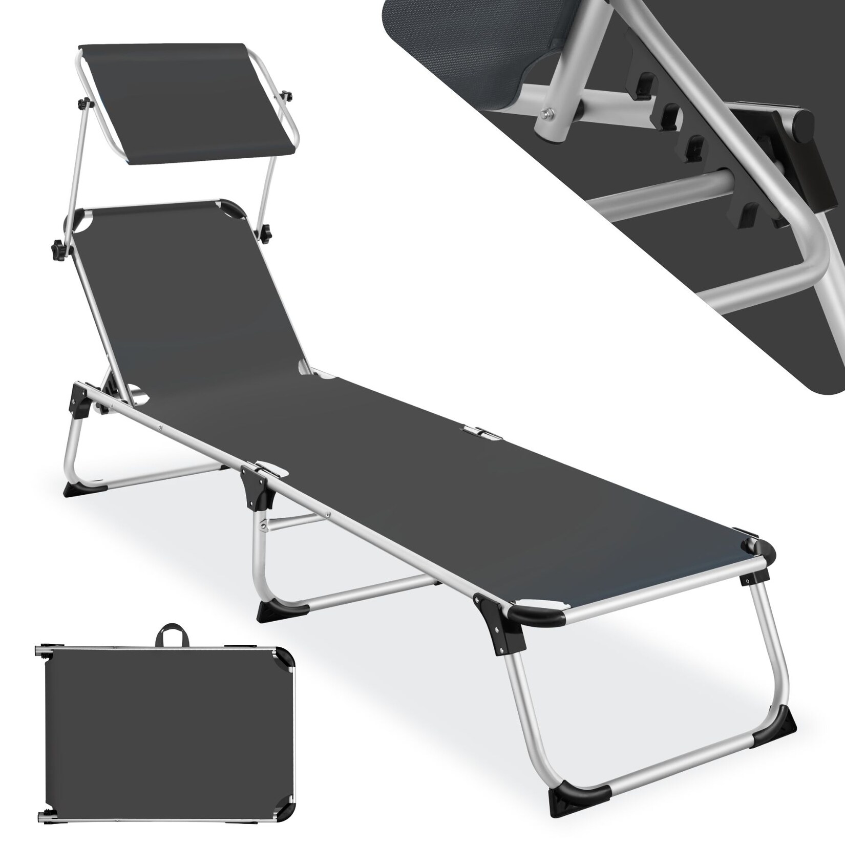tectake® Sonnenliege, klappbar, 6-fach verstellbare Rückenlehne, 217 x 60,5 x 72 cm | 04061173115751